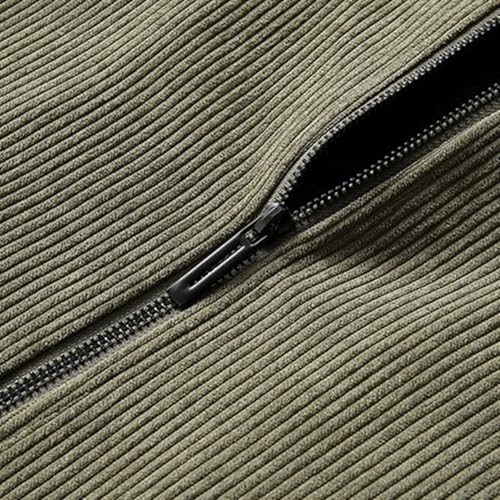 Winter Jacket Men's Sherpa Jacket Zip Teddy Fur Lined Winter Without Hood Sherpa Corduroy Jacket Outdoor Jacket Cuddly Jacket Stand-Up Collar Fleece Jacket with Pockets