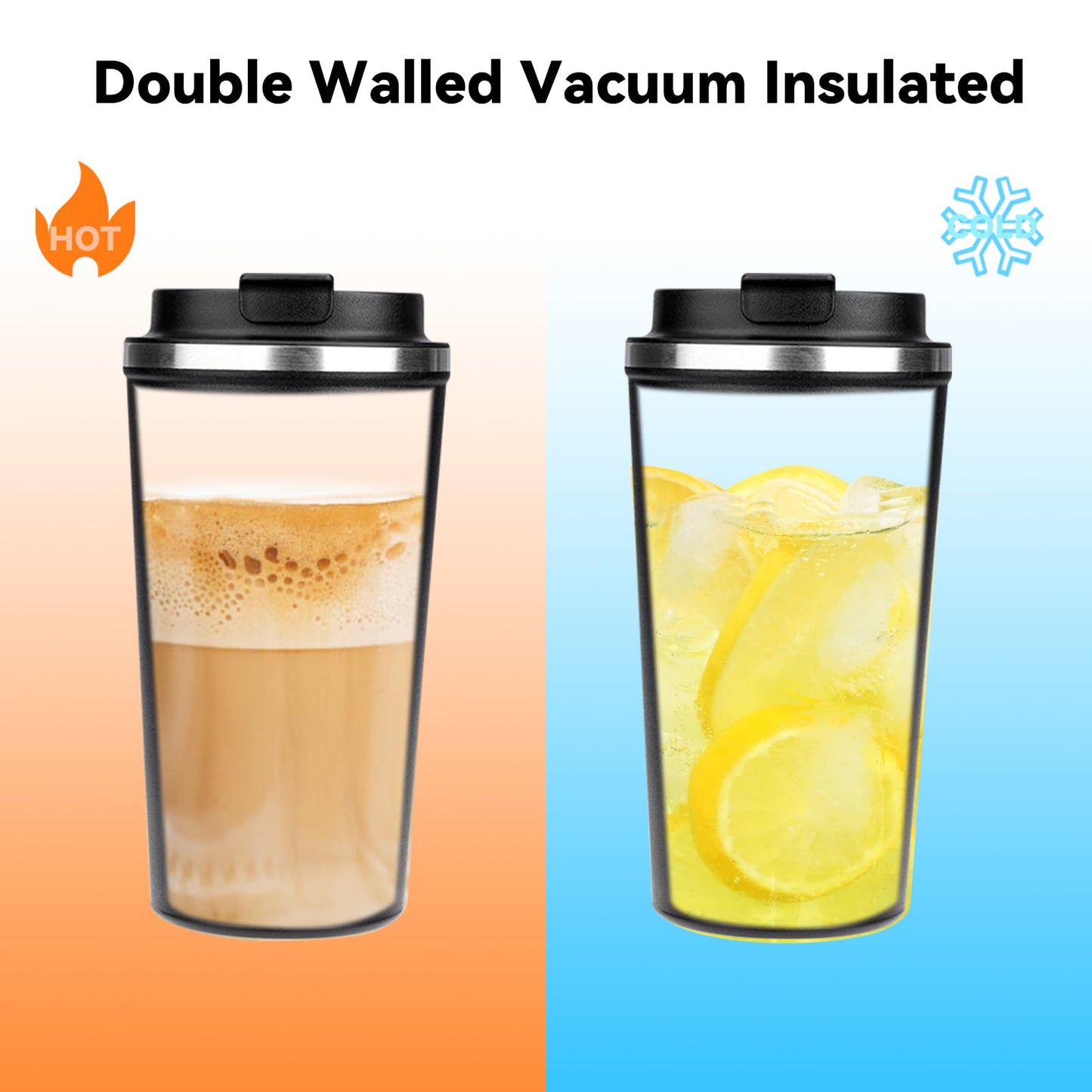 ERBO Kaffeebecher to go, Thermobecher Edelsthal, Auslaufsicher Kaffeetasse Kaffeebecher mit Deckel, Kaffeetasse Thermobecher für Unterwegs Umweltfreundlich, Weiß 380ml