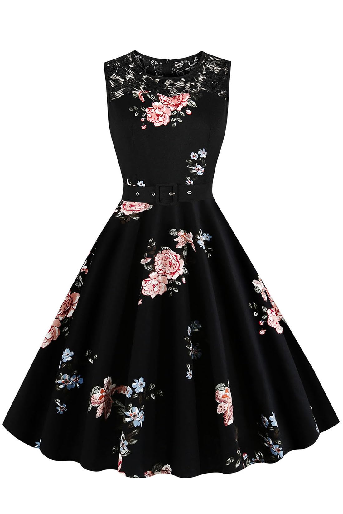 AXOE Damen Rockabilly Kleid 50er Jahre Vintage Festlich Elegant