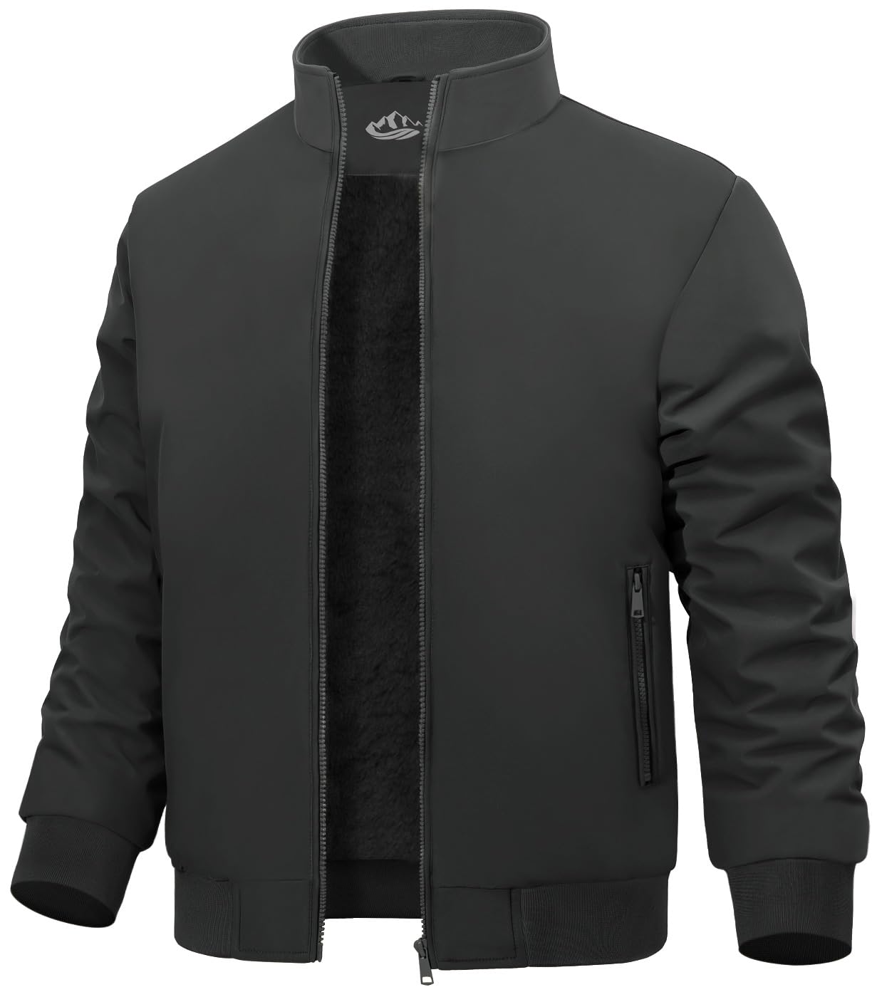 Lonya Men's Fleece Winter Windproof Bomber Jacket Full Zip Transition Jacket Flight Jacket Autumn Warm Padded Stand-Up Collar Coats Jackets