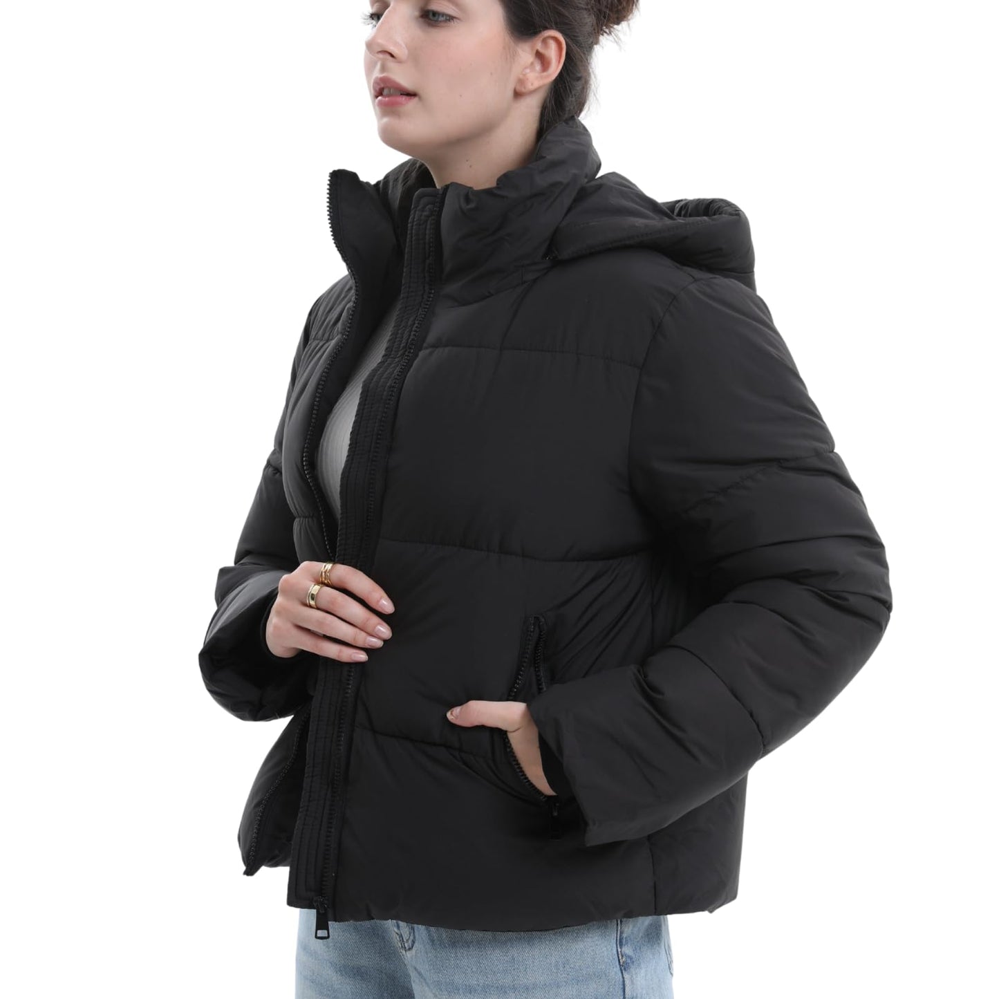 PUFFIT Damen Winter Jake mit Kapuze Warmer Wasserdicht Winterjacke Steppmantel Female Jacken