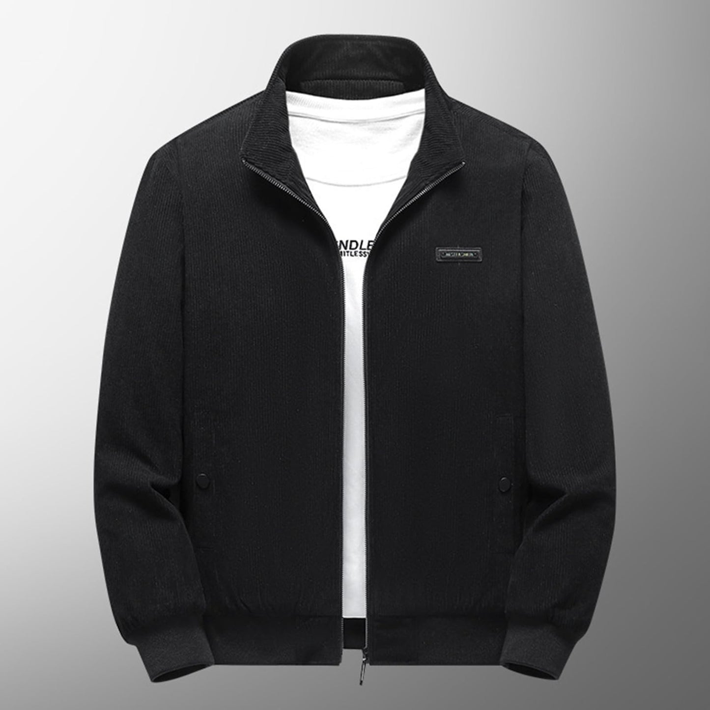 Winter Jacket Men's Sherpa Jacket Zip Teddy Fur Lined Winter Without Hood Sherpa Corduroy Jacket Outdoor Jacket Cuddly Jacket Stand-Up Collar Fleece Jacket with Pockets