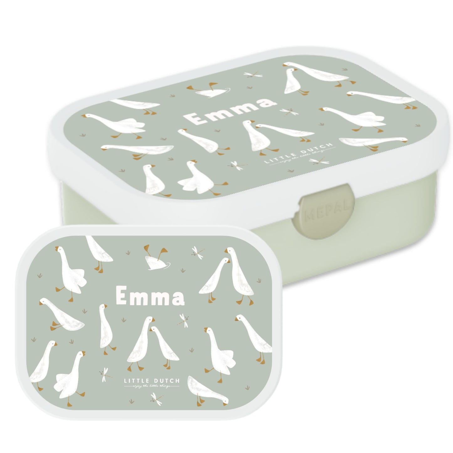 Mepal Brotdose Kinder Little Dutch – Bento Box Kinder - Brotdose Kinder mit Fächern & Gabel - Meal Prep Box mit Clip-Verschluss - BPA-frei & Spülmaschinenfest - 750 ml - Little Farm