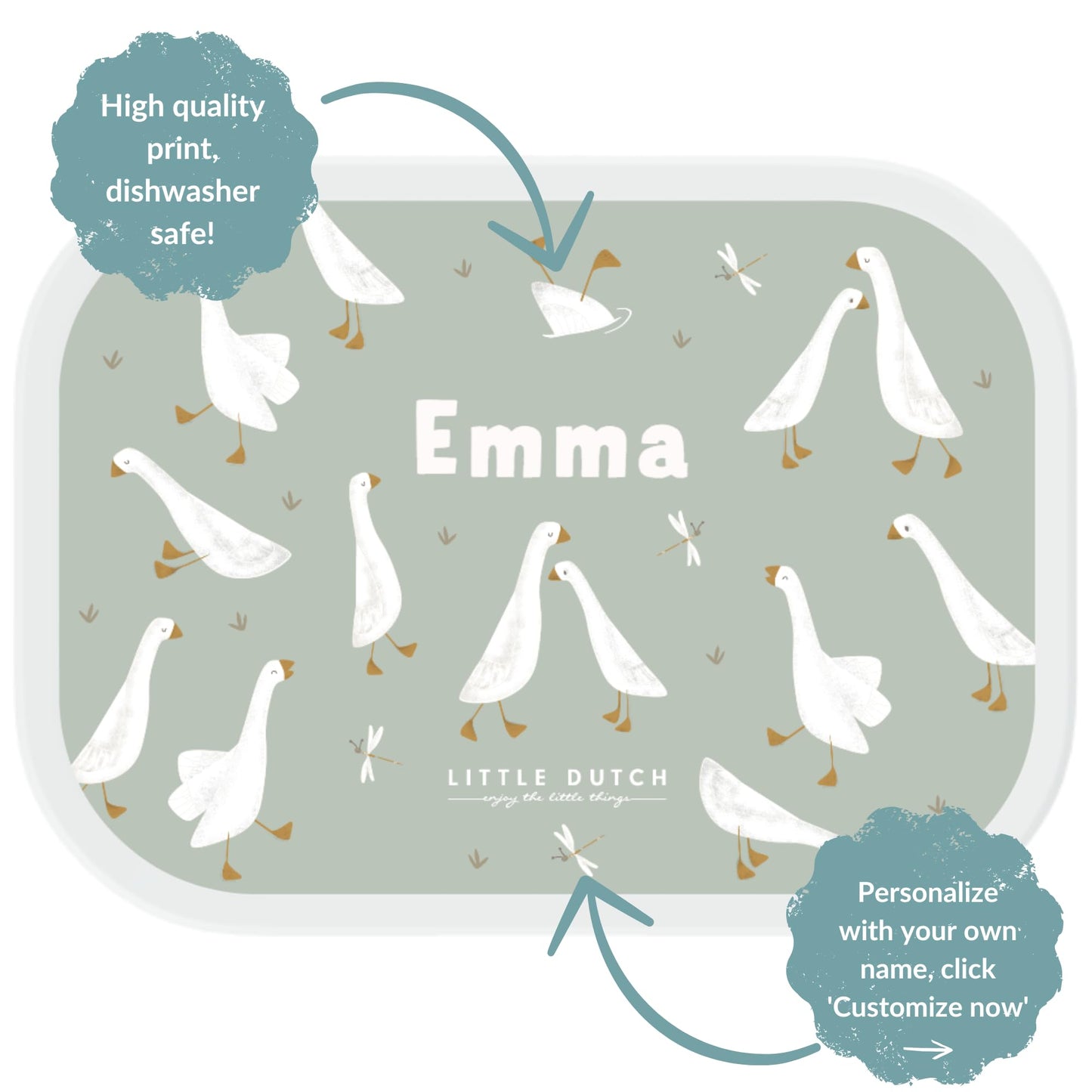 Mepal Brotdose Kinder Little Dutch – Bento Box Kinder - Brotdose Kinder mit Fächern & Gabel - Meal Prep Box mit Clip-Verschluss - BPA-frei & Spülmaschinenfest - 750 ml - Little Farm