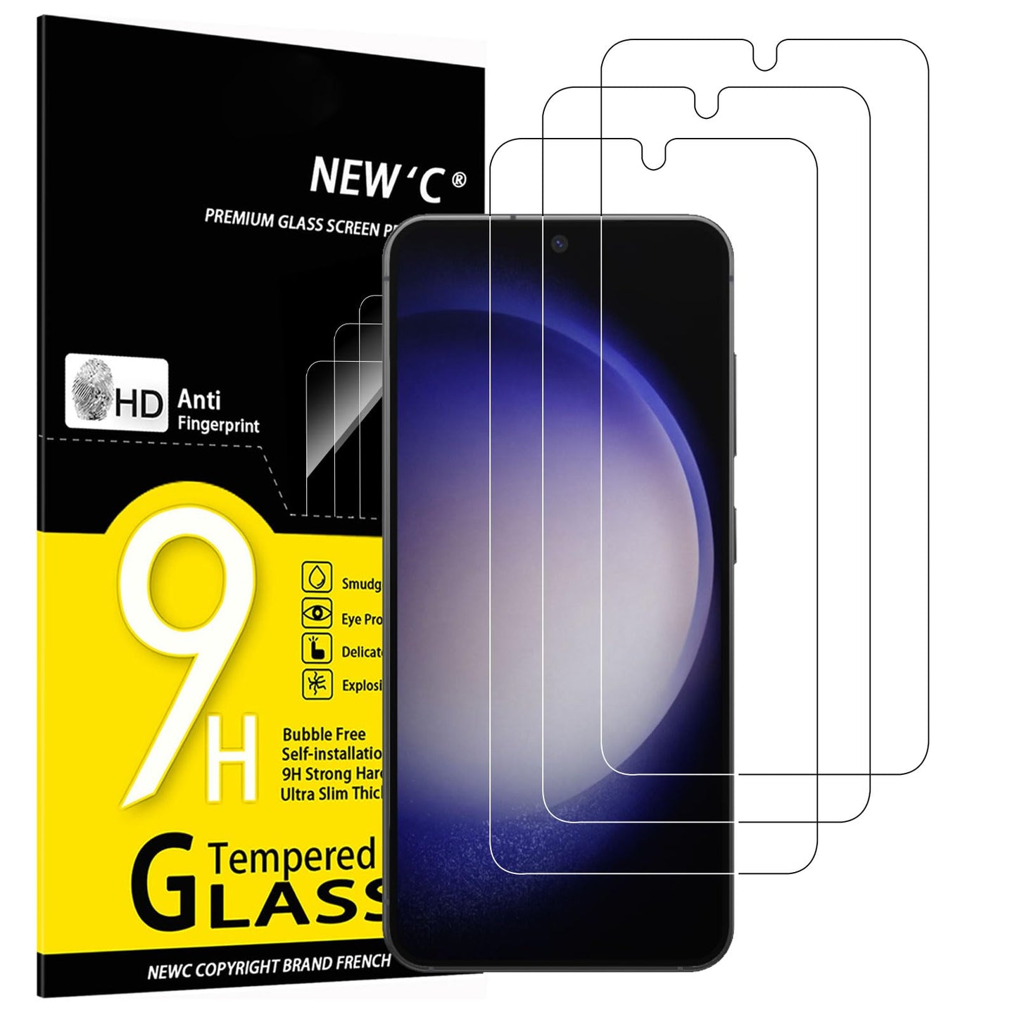 NEW'C Pack of 3 for Samsung Galaxy S25 Ultra Tempered Glass, Scratch Free, 9H Hardness, HD Screen Protector, Ultra Clear, Ultra Resistant