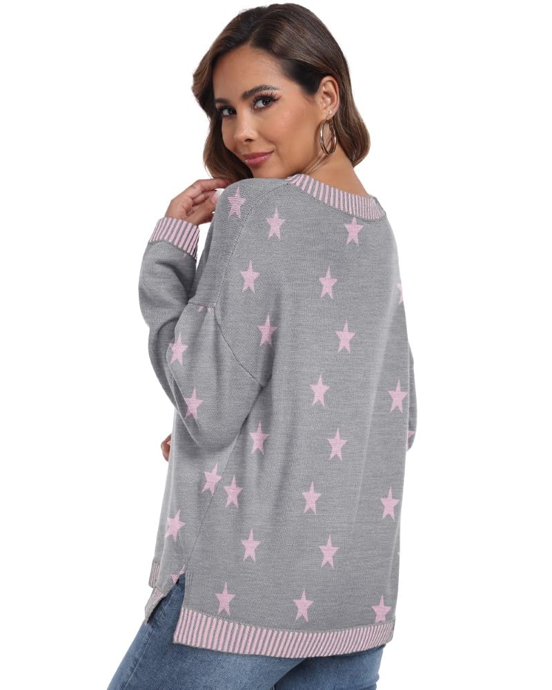 PrinStory Pullover Damen Strickpullover Langarm Rundhals Elegant Lässig Sweatshirt Warm Damen Winter Pullis Strickwaren