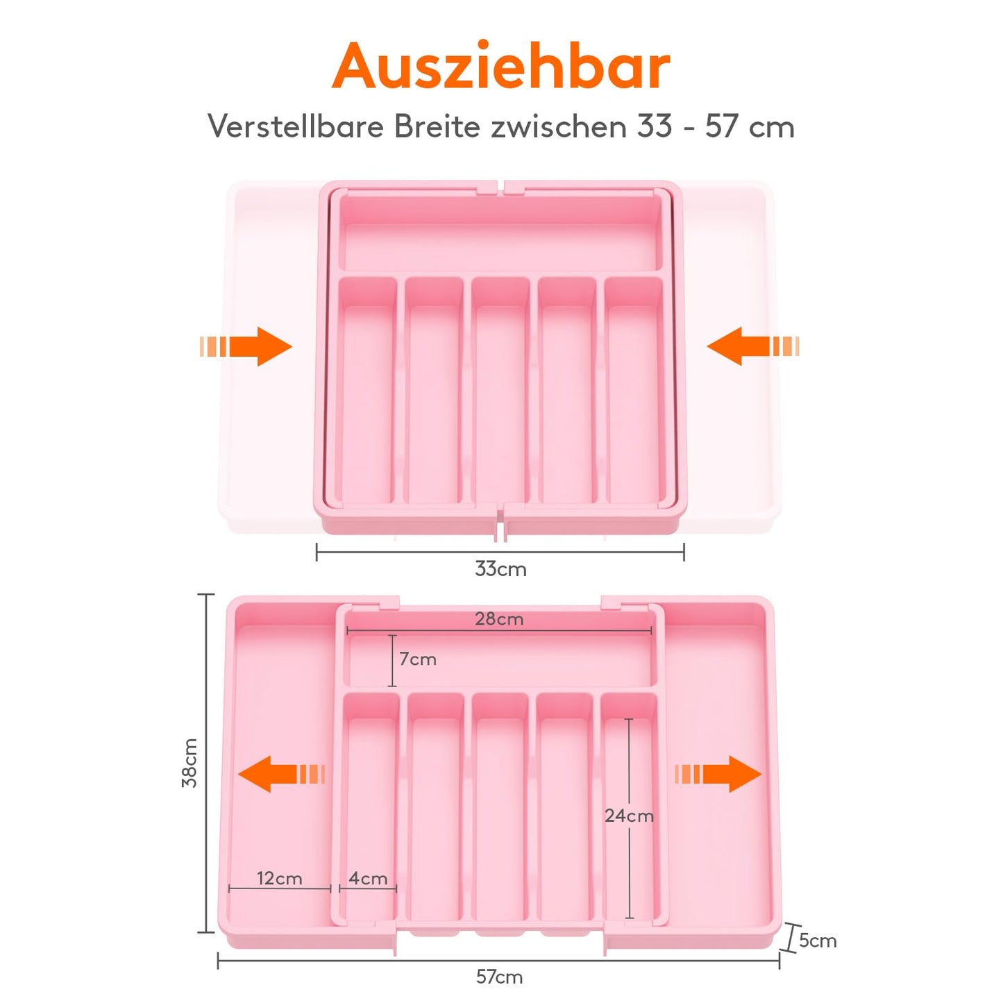Lifewit Besteckkasten für Schubladen,verstellbarer Besteckhalter Utensilienhalter für Küchenschubladen, Schubladeneinsatz Besteckeinsatz für Küche Organizer aus Kunststoff für Löffel,Gabeln, Schwarz