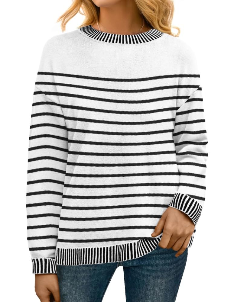 PrinStory Pullover Damen Strickpullover Langarm Rundhals Elegant Lässig Sweatshirt Warm Damen Winter Pullis Strickwaren