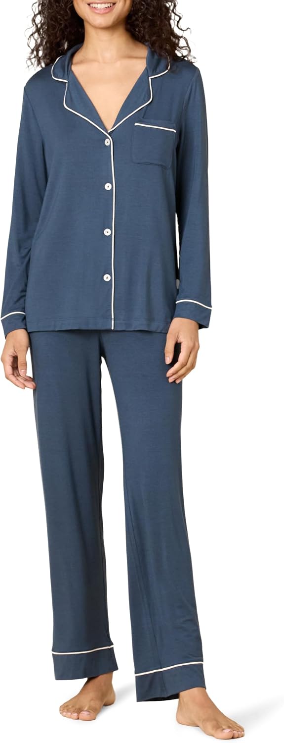 Amazon Essentials x Sofia Grainge Damen Pyjama-Set aus elastischer Modalfaser mit Langen Ärmeln und bodenlangem Unterteil