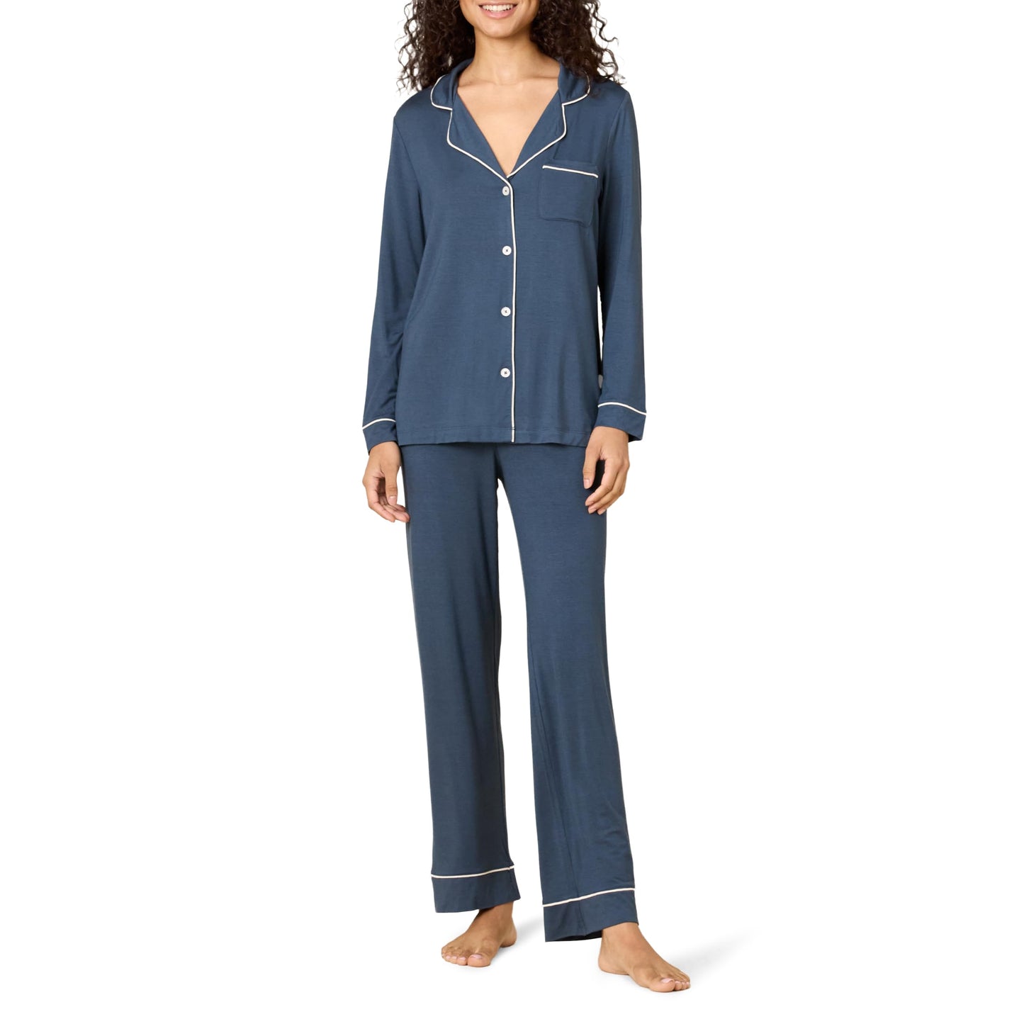 Amazon Essentials x Sofia Grainge Damen Pyjama-Set aus elastischer Modalfaser mit Langen Ärmeln und bodenlangem Unterteil