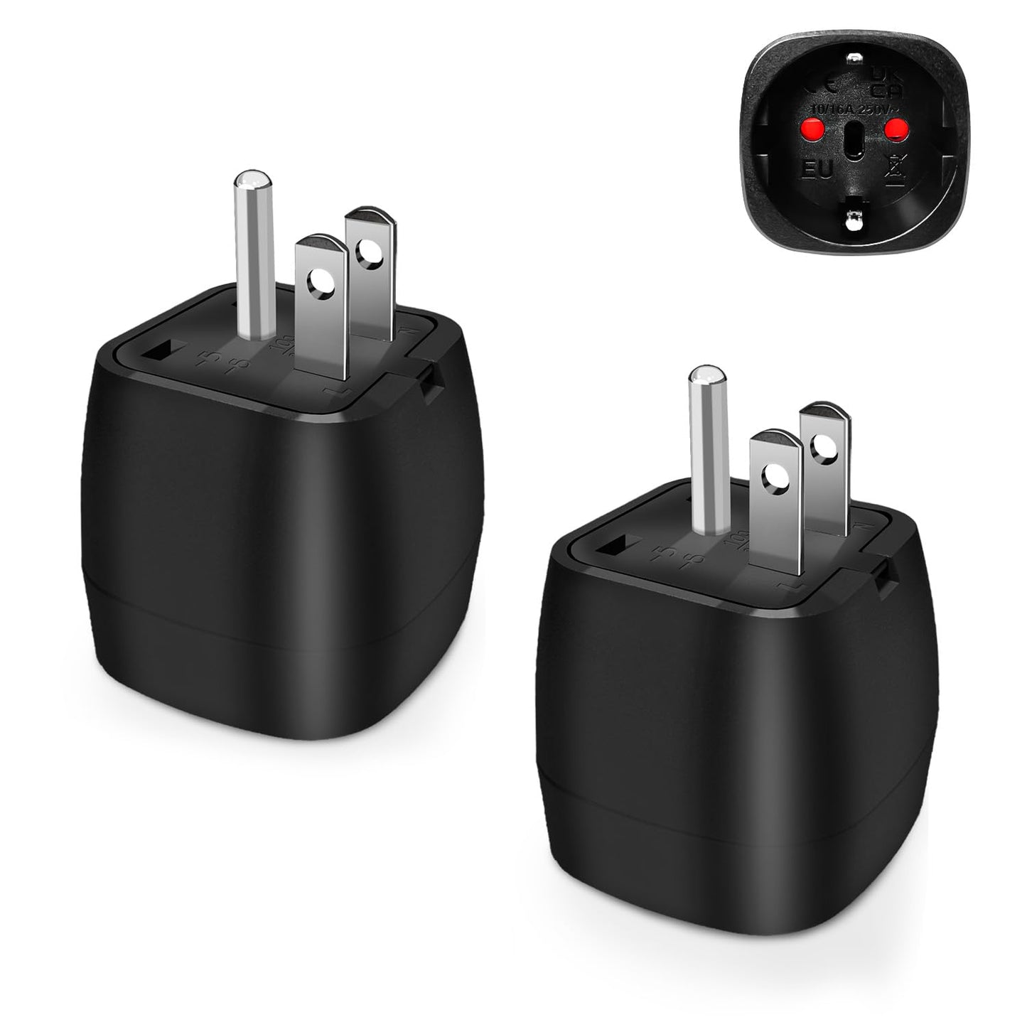 Reiseadapter USA 2Stück，USA Adapter Steckdose Deutschland Plug ，Adapter USA Deutschland Stecker für EU zu Amerika/Kanada/Mexiko/Thailand usw,Typ B Reisestecker Stromadapter,Weiß