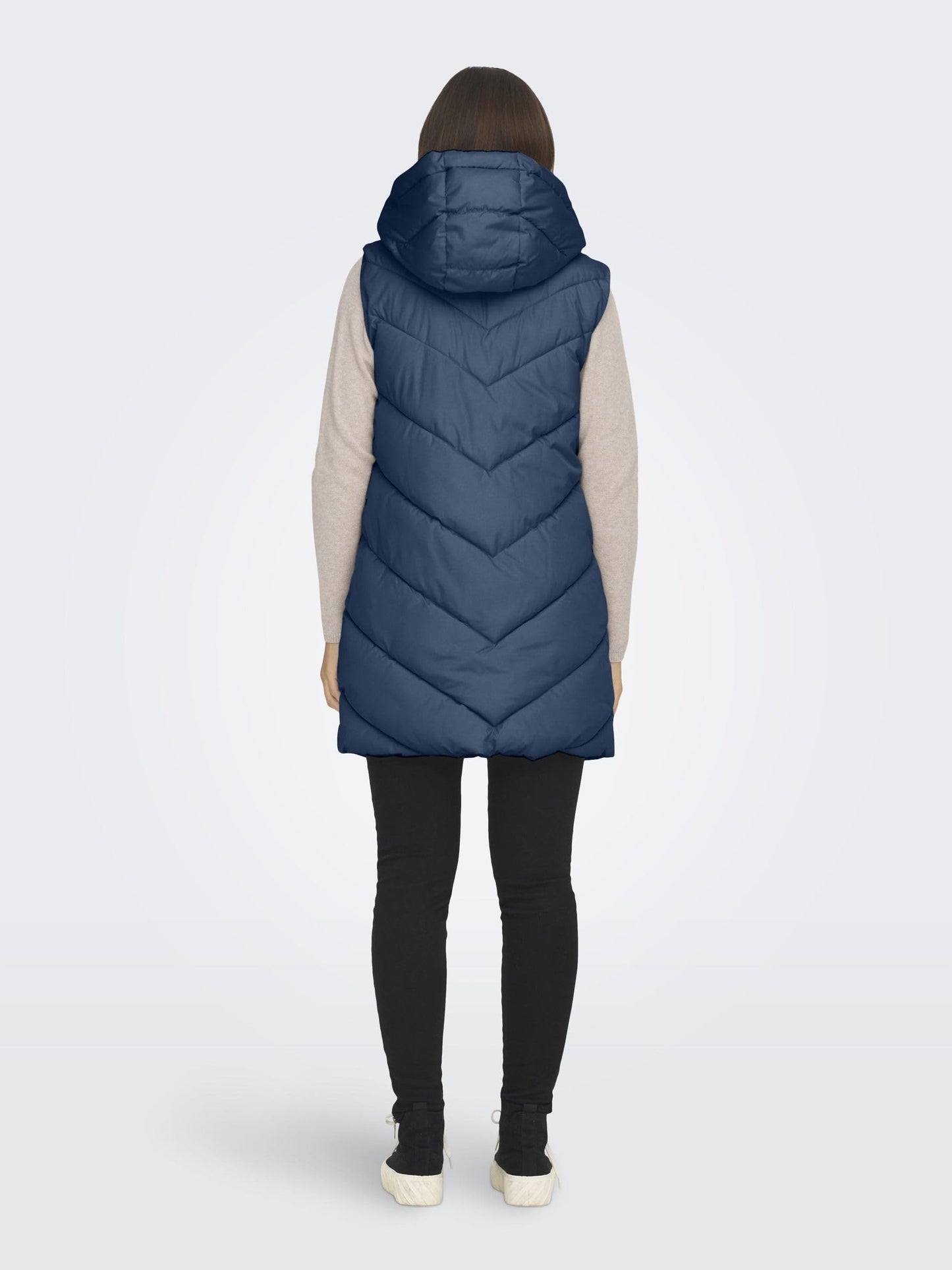 JDY JDYSkylar Women's 3/4 Length Quilted Vest Padded Hood Waistcoat with Hood