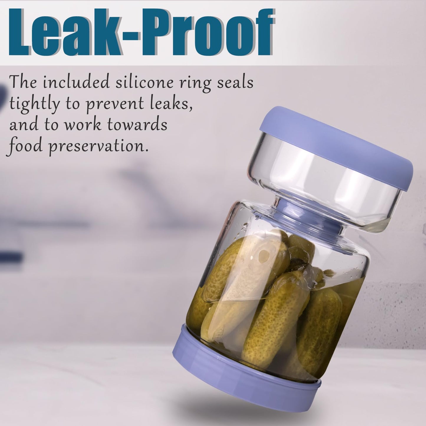 Homnoble Glas Einlegeglas mit Sieb Sanduhr, Pickle und Olive Jar Flip für Saft Separator von Nassen und Trockenen Food-grade ABS Deckel und BPA Frei für Essiggurke Olive Kimchi Jalapenos