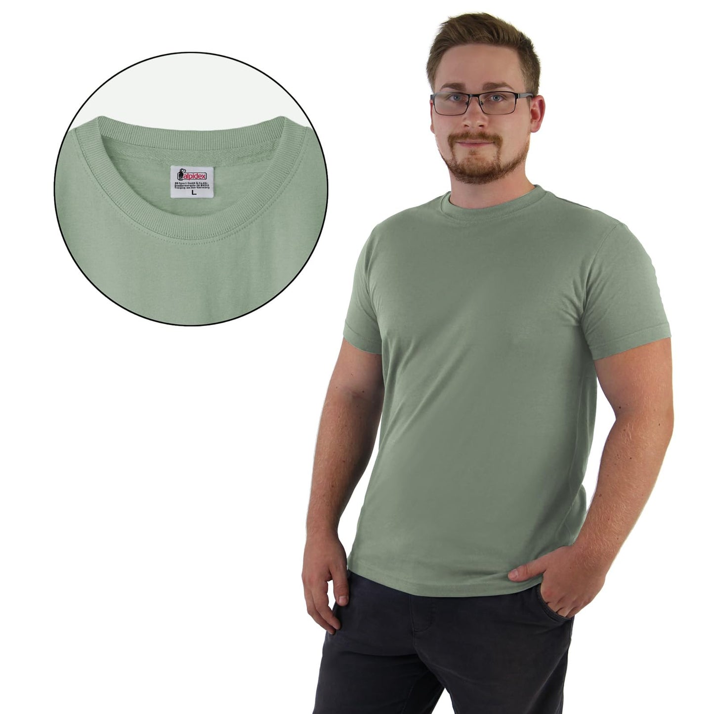 ALPIDEX Herren T-Shirts 5er Set Rundhals einfarbig S M L XL XXL 3XL 4XL 5XL