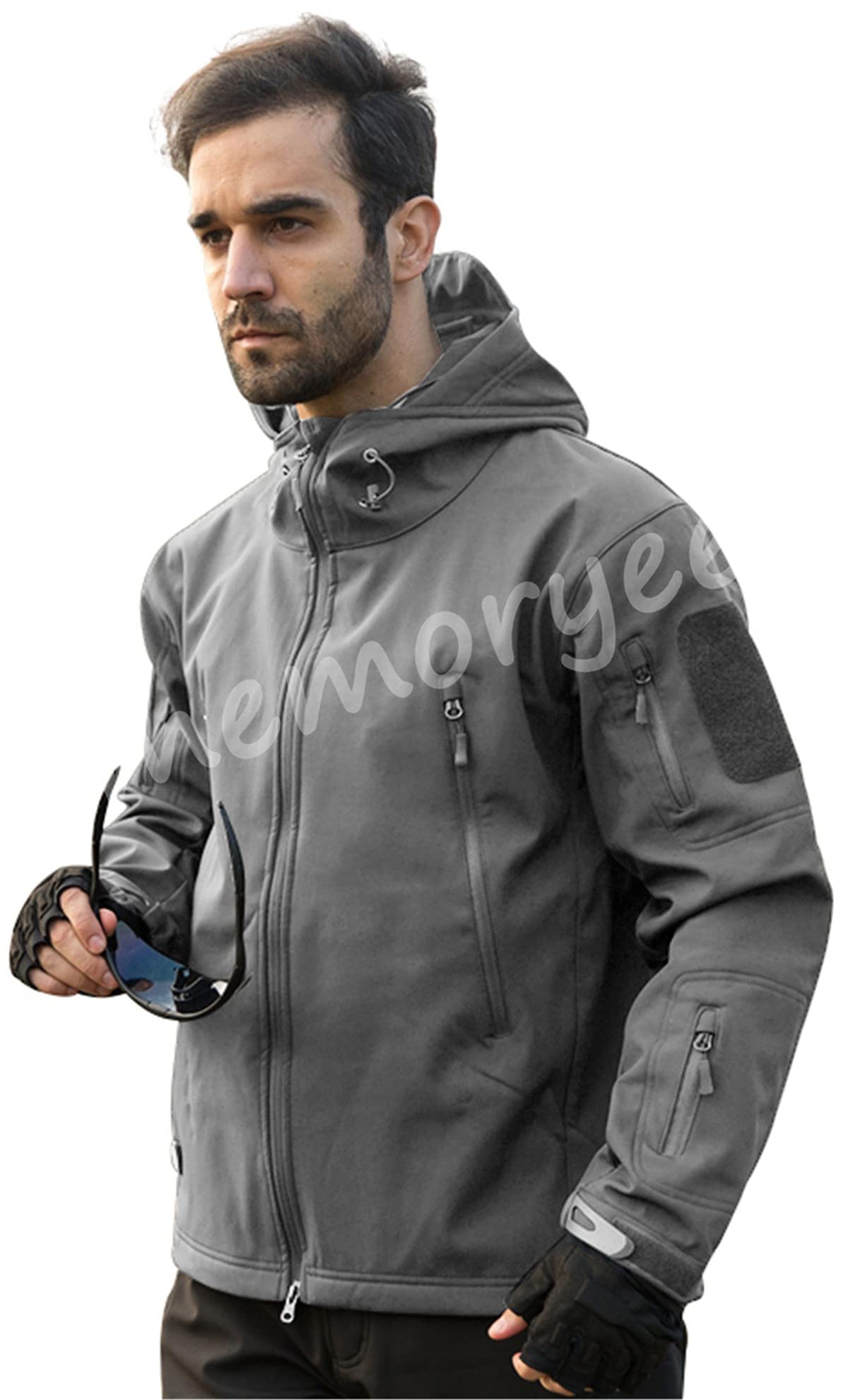 Memoryee Men's Waterproof Softshell Jackets, Warm Military Outdoor Tactical Hoodies, Camouflage Coat