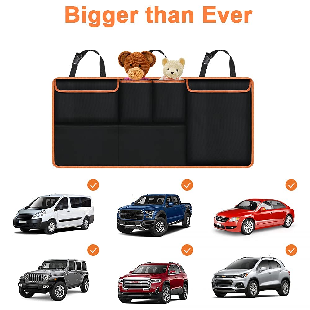 URAQT Car Boot Organiser Car Storage Bag Car Boot Bag Waterproof Bags for Car with Strong Elastic Magic Wand Structure for SUV Black