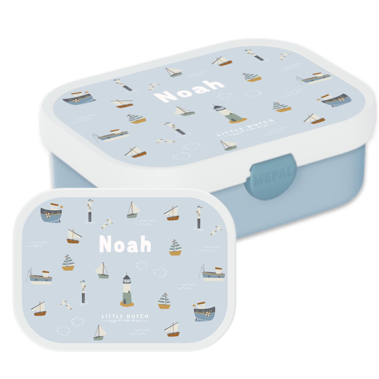 Mepal Brotdose Kinder Little Dutch – Bento Box Kinder - Brotdose Kinder mit Fächern & Gabel - Meal Prep Box mit Clip-Verschluss - BPA-frei & Spülmaschinenfest - 750 ml - Little Farm