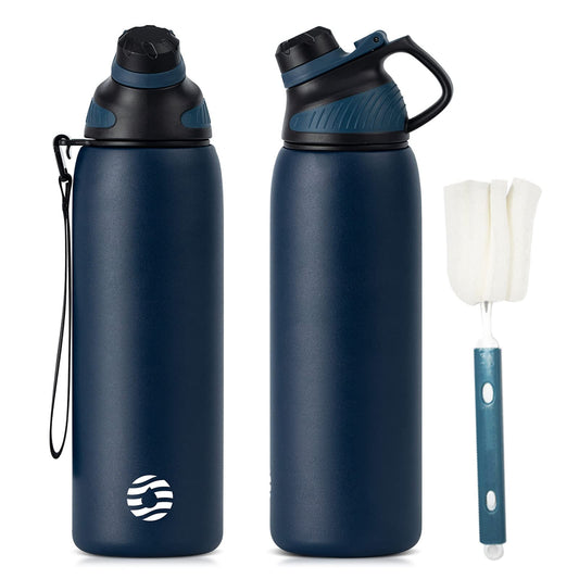 Fjbottle Edelstahl Trinkflasche Sport mit Magnetischem Deckel 1L, 800ml, 600ml, 400ml BPA-Frei Auslaufsichere Kinder Flasche - Kohlensäure geeignet 1500ML Wasserflasche Thermo für Schule, Fitness