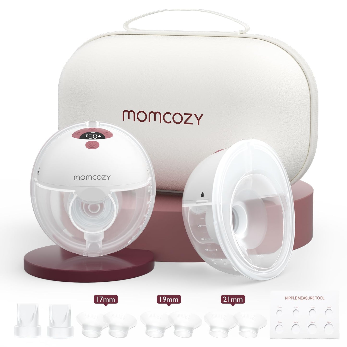 Momcozy Milchpumpe Elektrisch Tragbar Freihändig M5, Doppelmilchpumpe Für Den Babymund, Doppelt Abgedichteter Flansch Mit 3 Modi und 9 Stufen, – 24 mm (2, Grau)