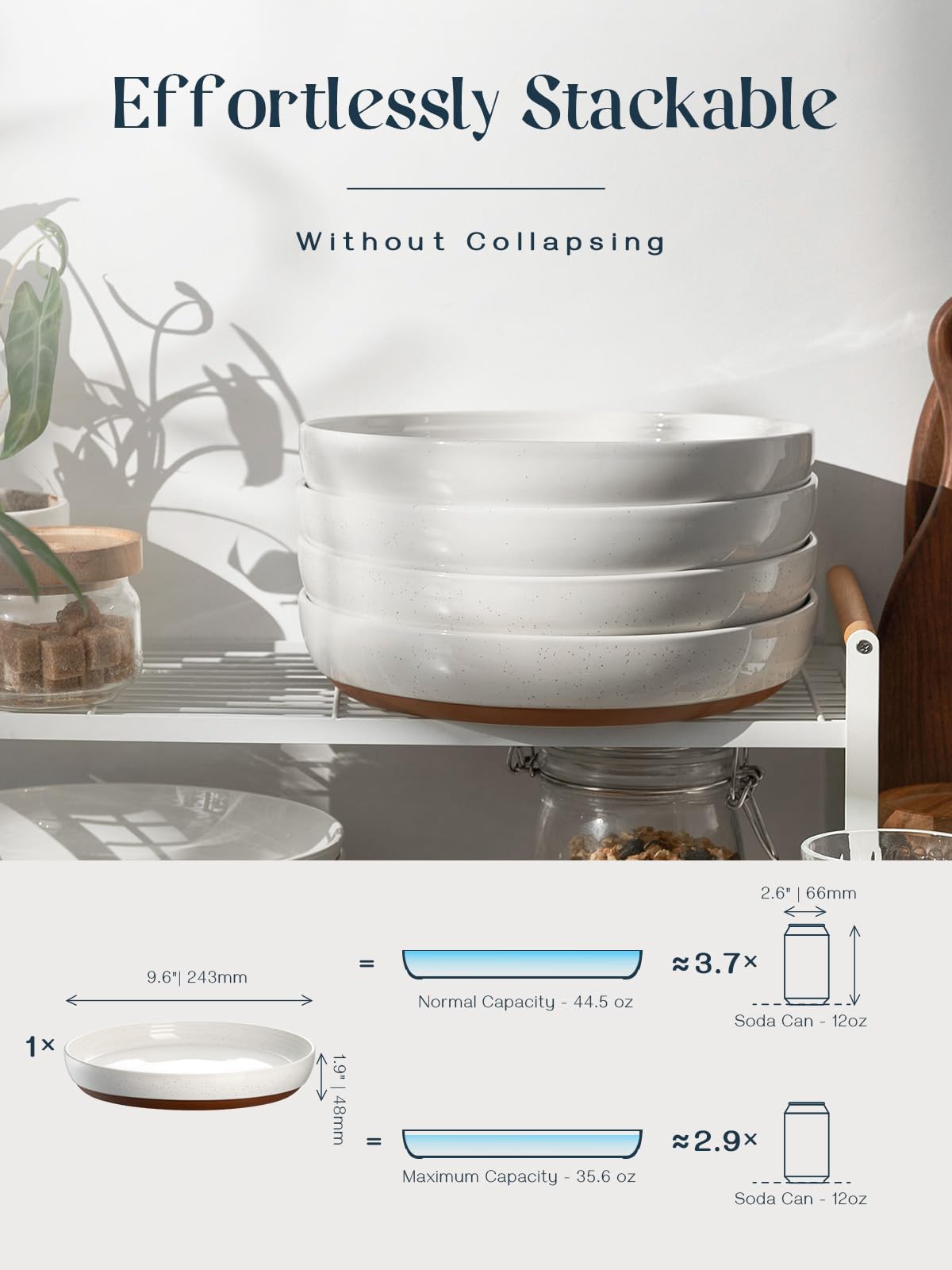 DOWAN Steingut Dessert Teller Set,Tellerset Keramik-6 Personen,21cm Speiseteller Porzellan,Essteller,Steinzeug Geschirrteller,Flache Frühstückstelle teller para Salat,Pasta,Vanille-Weiß