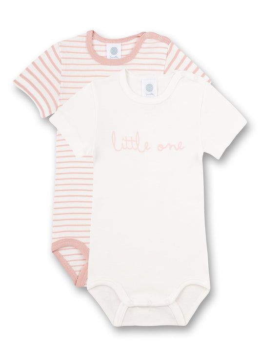 Sanetta Body Kurzarm (Doppelpack) Weiß und Rosa Ringel | Hochwertiger und nachhaltiger Body für Mädchen aus Bio-Baumwolle. Inhalt: 2er Set Baby Body