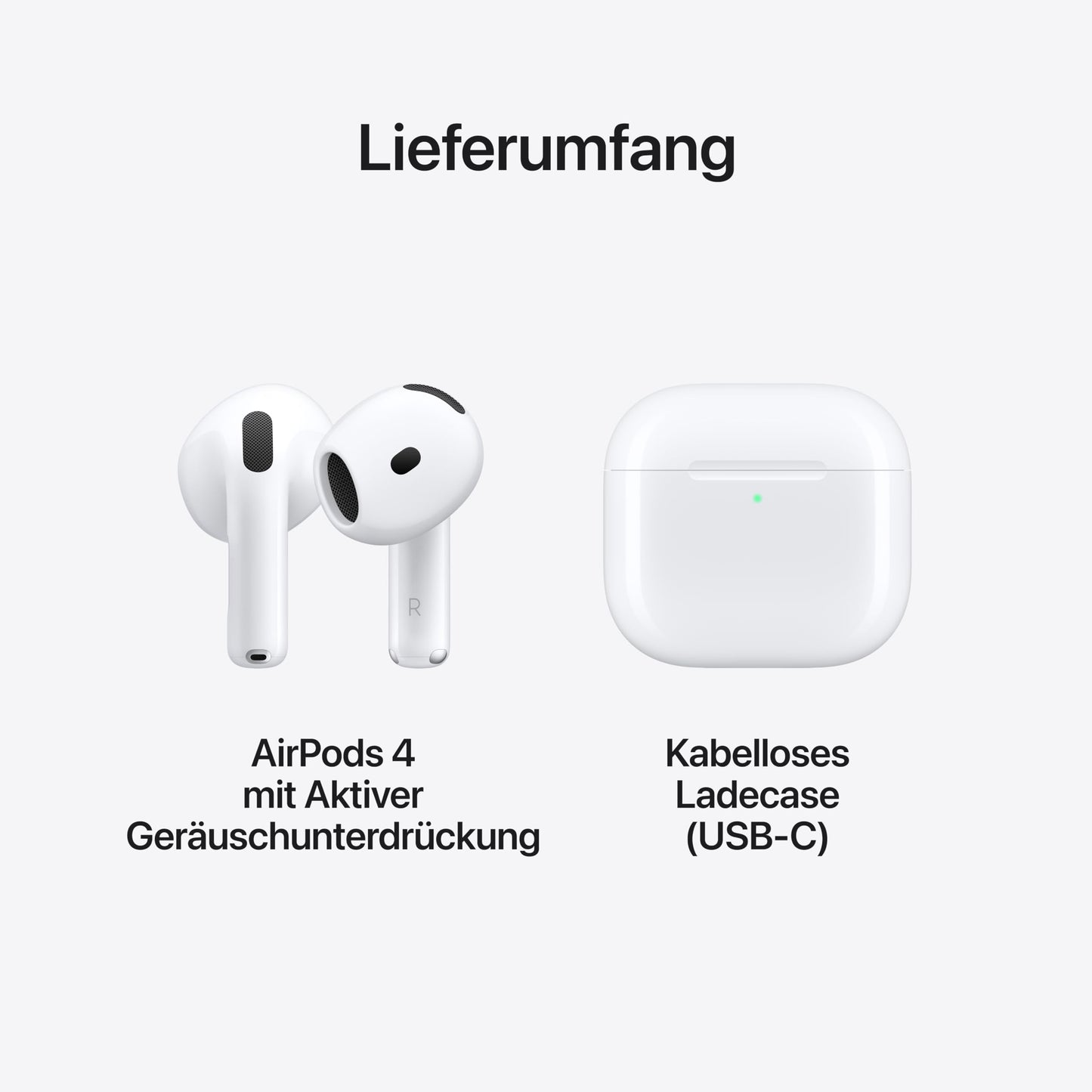 Apple AirPods 4 Wireless Headphones, Bluetooth Headphones, Personalised 3D Audio, Protection from Sweat and Water, USB-C Charging Case, H2 Chip, Up to 24 Hours Playback