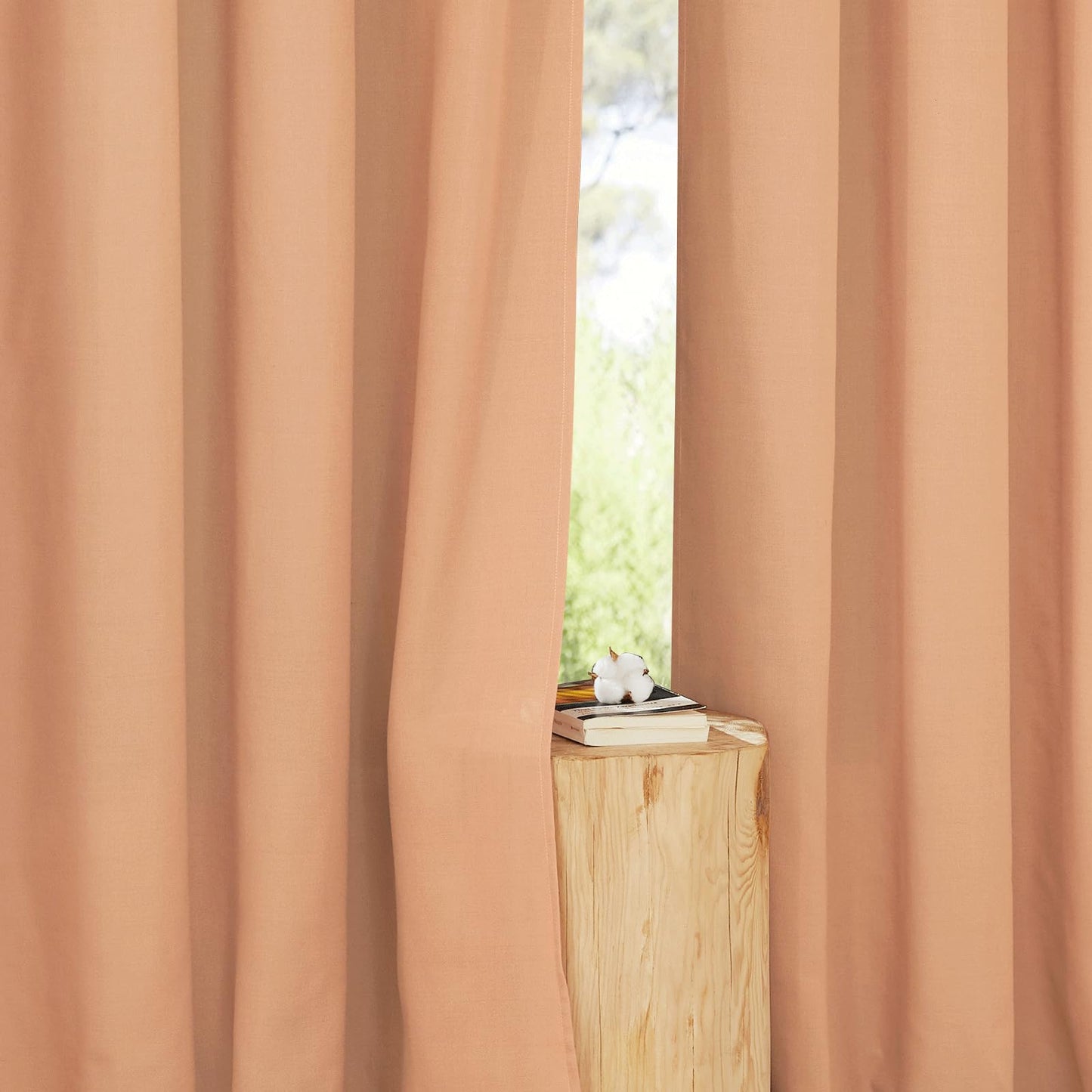 PONY DANCE Leinenvorhang Kräuselband Wohnzimmer Vorhänge Boho 2er Set H 245 x B 140 cm Leinen Gardinen für Schienensystem Leinenoptik Vorhänge Halbtransparent Linen Curtains Living Room, Beige