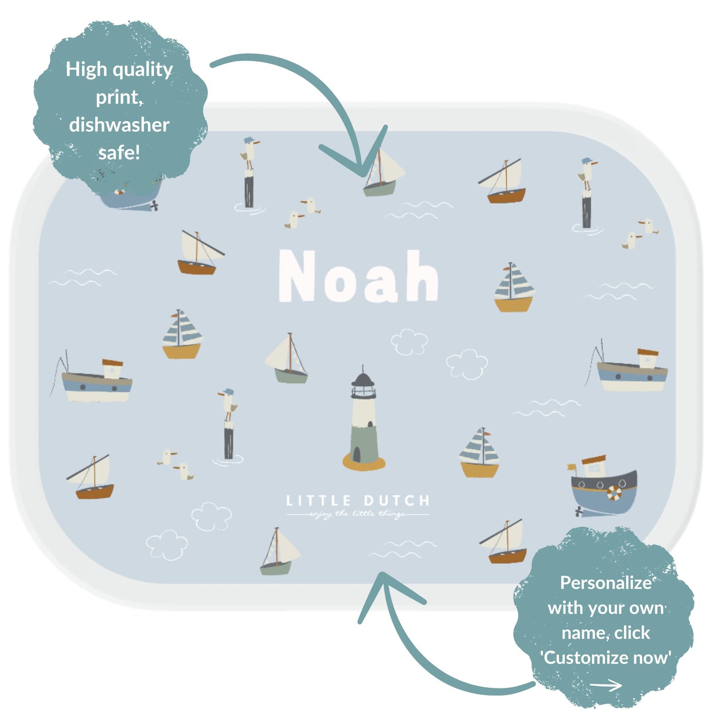 Mepal Brotdose Kinder Little Dutch – Bento Box Kinder - Brotdose Kinder mit Fächern & Gabel - Meal Prep Box mit Clip-Verschluss - BPA-frei & Spülmaschinenfest - 750 ml - Little Farm