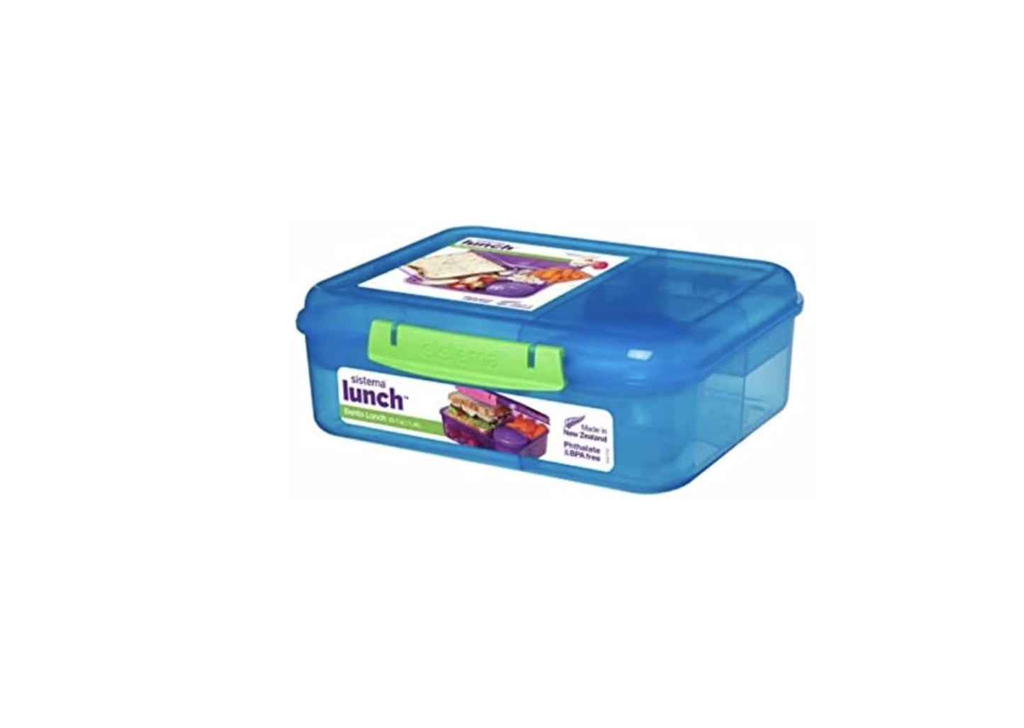 Sistema Bento-Box | 1,25 L | Brotdose für Pause mit Fächern und Snackbox | BPA-frei | hergestellt aus Ocean Bound Plastic | Teal Stone | 1 Stück, Mintgrün (Recycelter Kunststoff)