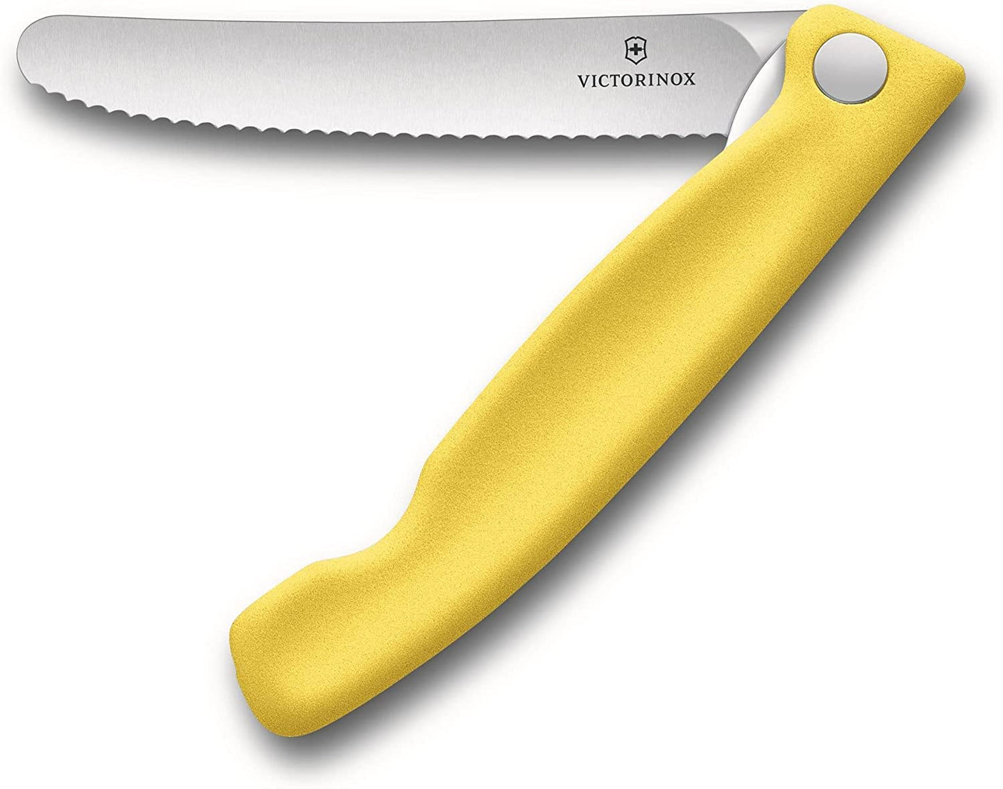 Victorinox Swiss Classic Profi Tomaten- und Tafelmesser, Extra Scharfe Klinge, Wellenschliff, 11 cm, Rostfreier Stahl, gelb
