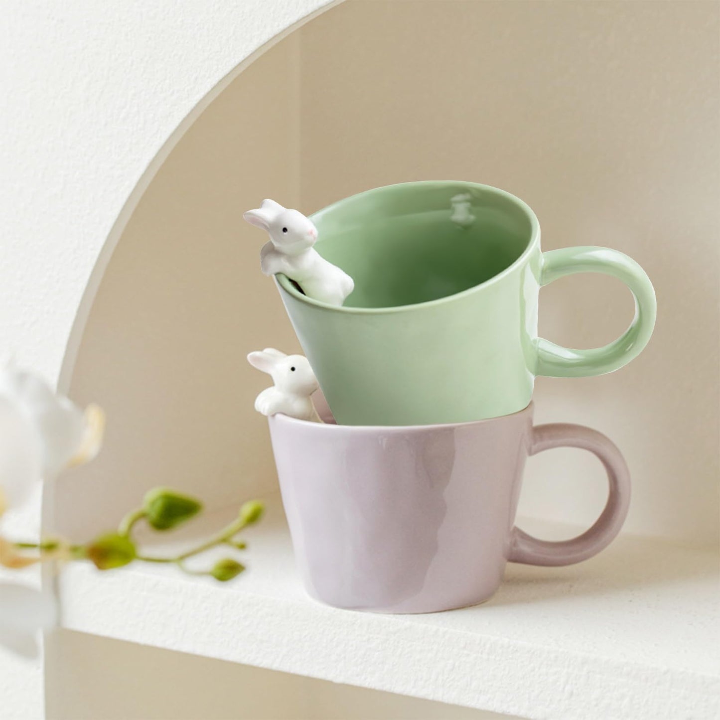 BigNoseDeer Süße Sachen Keramik Katze Kaffeetasse Teetasse Deckel Löffel Lustige Tassen Geschenke für Frauen Kaffeebecher 3D Tasse Personalisiert Cappuccino Tasse Beste Freundin Weihnachten Geschenk