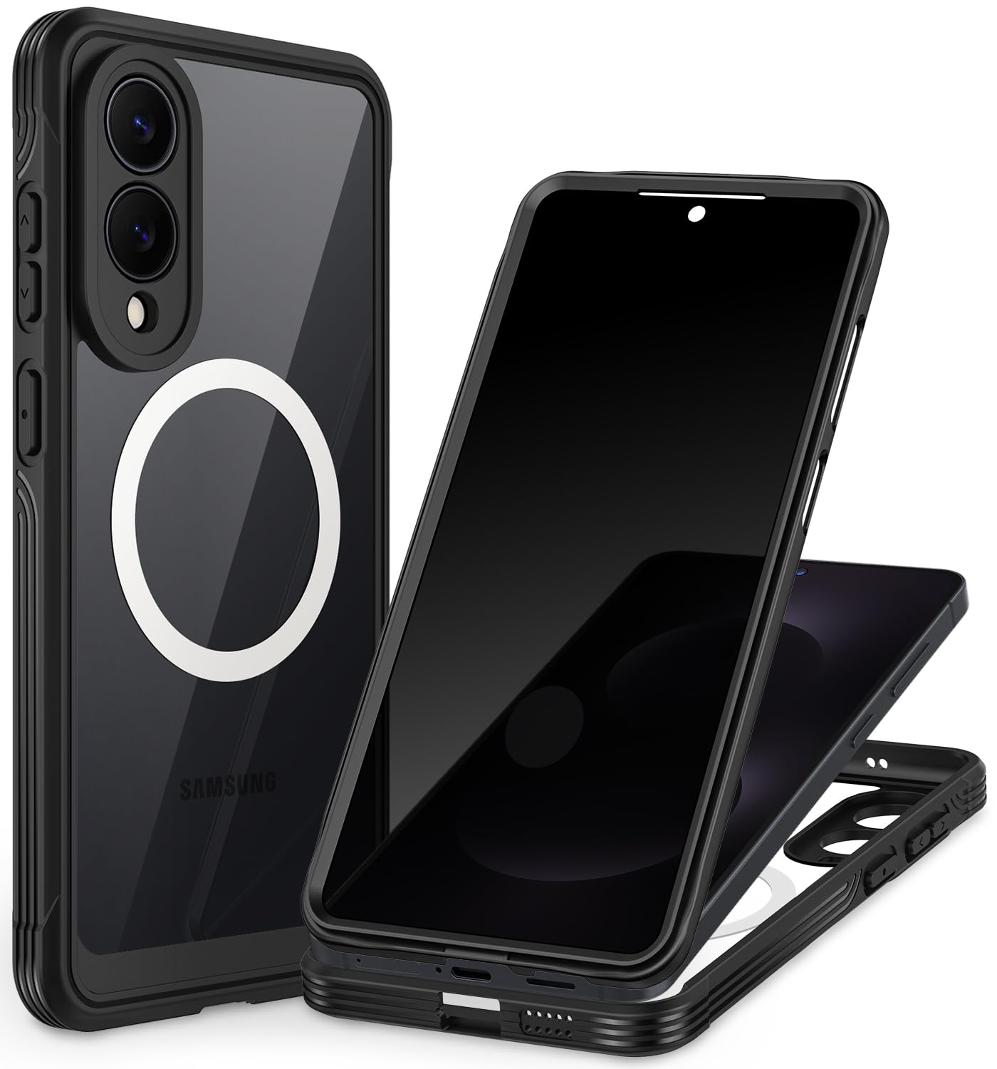 CENHUFO Privacy Screen Case for Samsung Galaxy S25 Ultra, Magnetic Mobile Phone Case with Built-in Privacy Tempered Glass Screen Protector and Camera Protection, 360 Degree Protective Case, Shockproof
