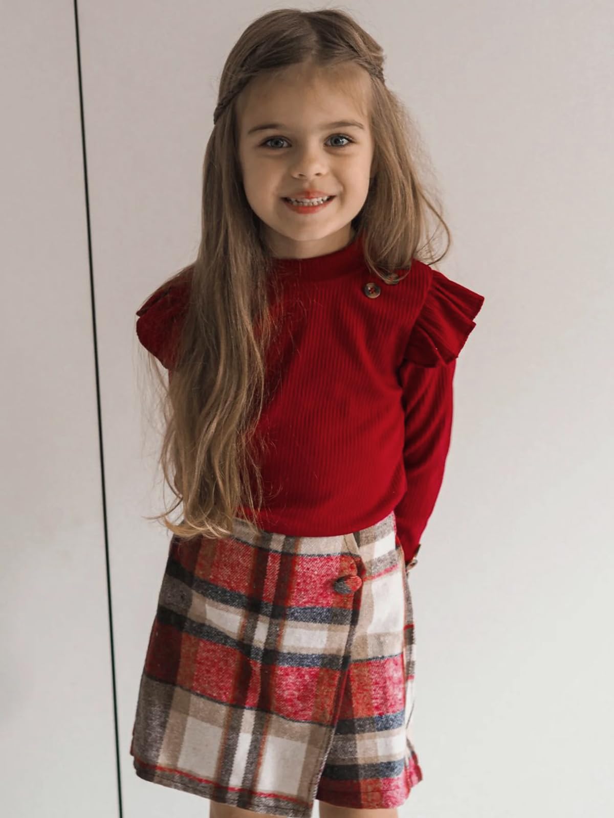 Miipat Toddler Girls Clothing Set Girls Outfits Set Long Sleeve Pullover Tops with Mini Skirt Sets Spring Autumn Baby Clothing Sets Girls Dresses