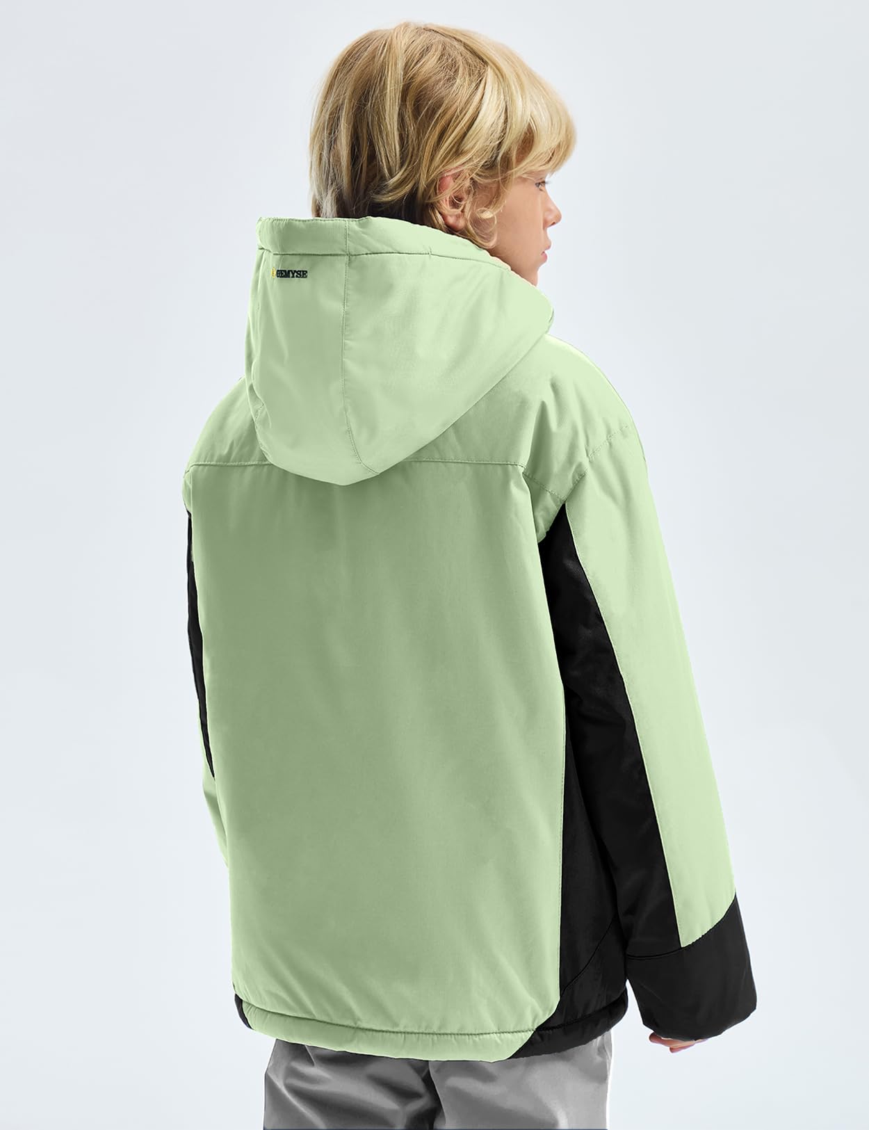 Gemyse Boys' Waterproof Ski Jacket, Windproof Fleece Jacket, Outdoor Winter Jacket, Rain Jacket with Hood