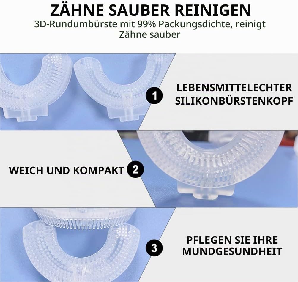 HEMOTON 3 Stück U-Förmige Zahnbürste Köpfe Für Kinder Elektrische Zahnbürste Ersatzköpfe Aus Lebensmittelgrad Silikon Weicher Bürstenkopf Mit Abgerundeten Borsten Einfach Zu Ersetzen