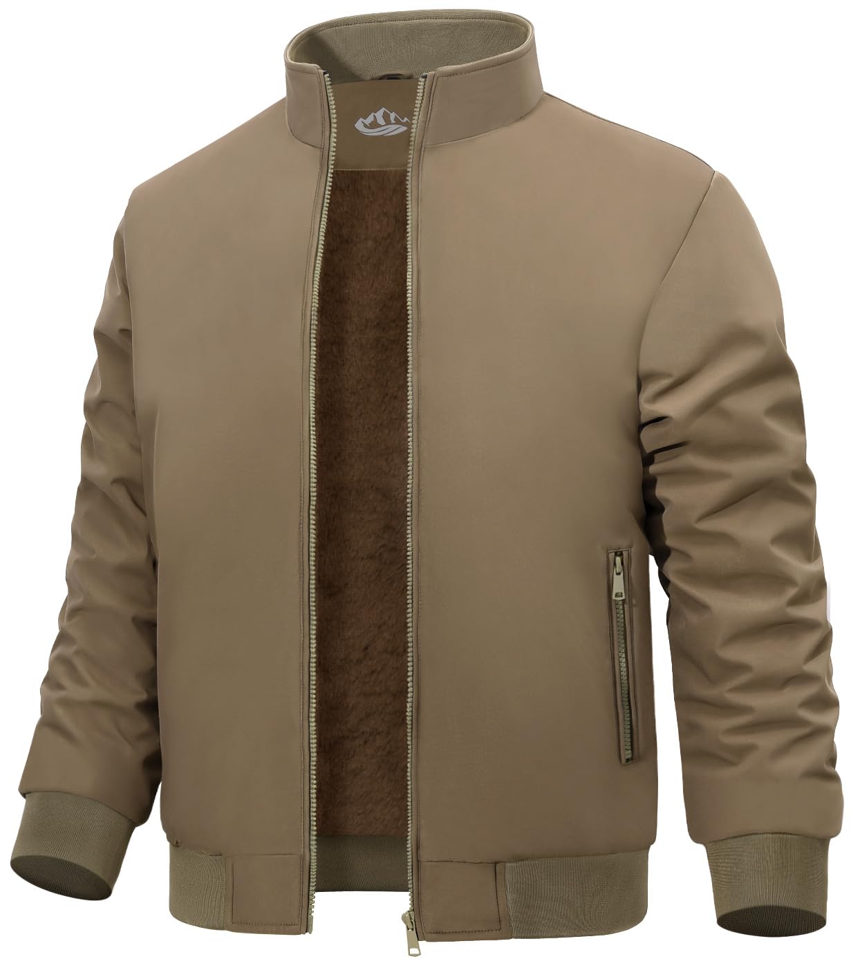 Lonya Men's Fleece Winter Windproof Bomber Jacket Full Zip Transition Jacket Flight Jacket Autumn Warm Padded Stand-Up Collar Coats Jackets