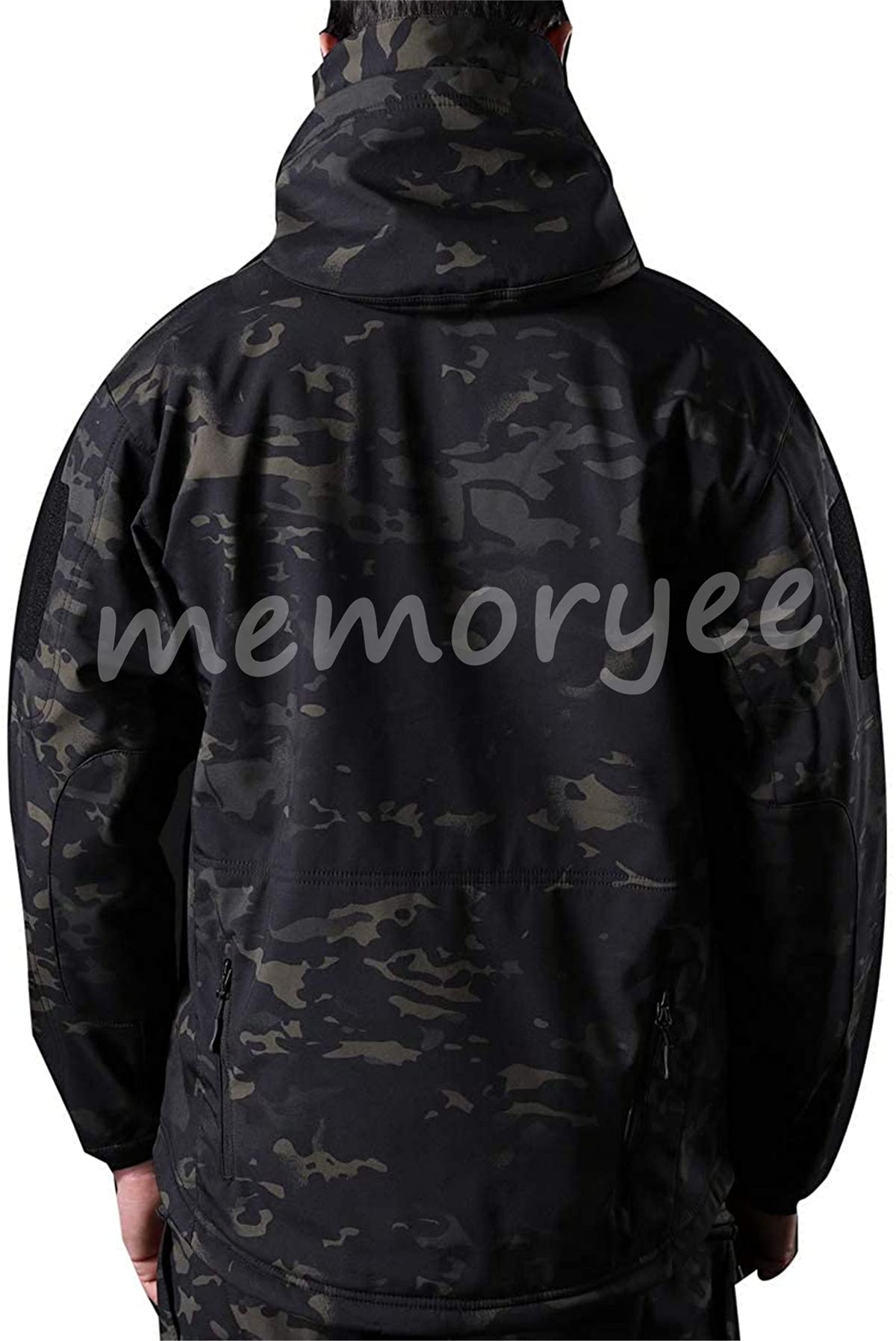 Memoryee Men's Waterproof Softshell Jackets, Warm Military Outdoor Tactical Hoodies, Camouflage Coat
