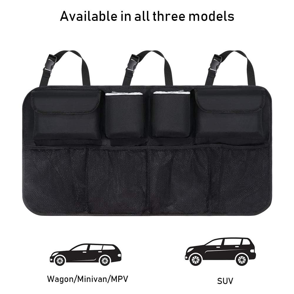 URAQT Car Boot Organiser Car Storage Bag Car Boot Bag Waterproof Bags for Car with Strong Elastic Magic Wand Structure for SUV Black