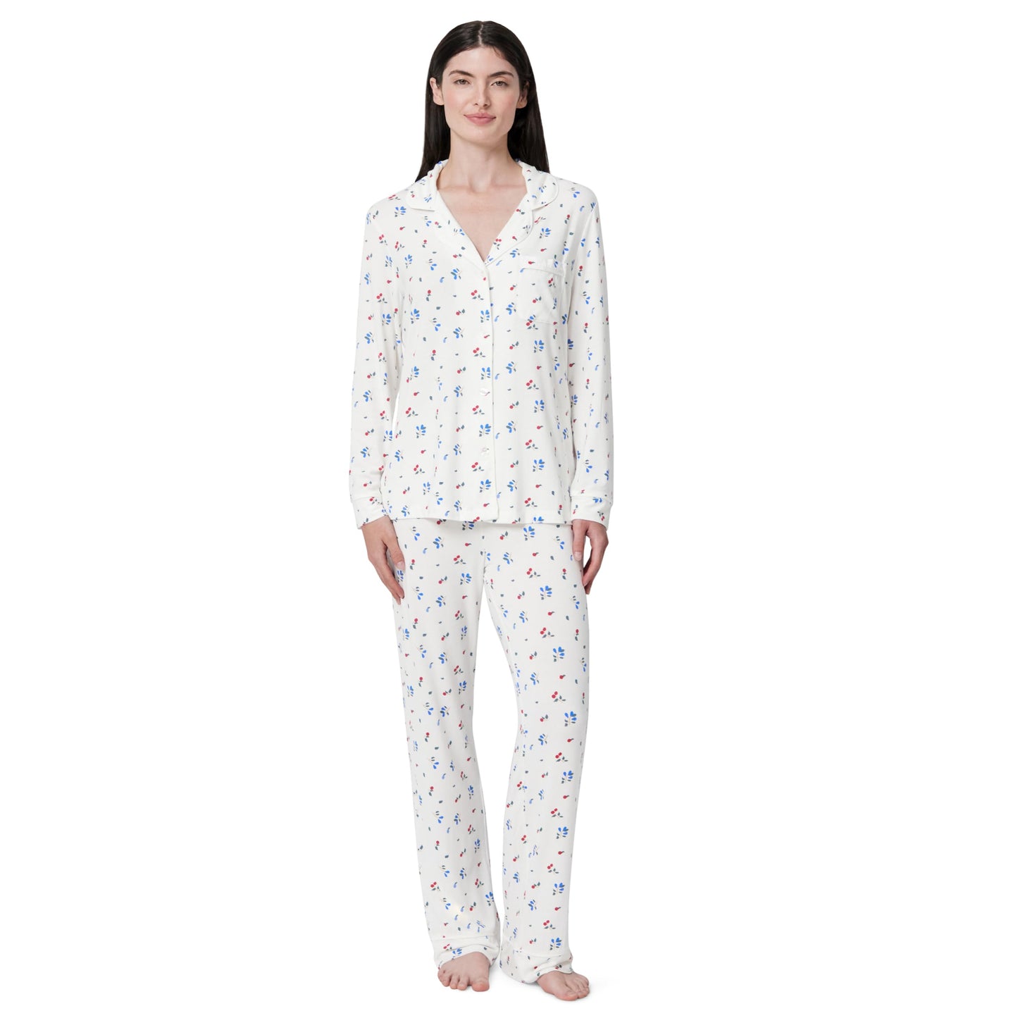 Amazon Essentials x Sofia Grainge Damen Pyjama-Set aus elastischer Modalfaser mit Langen Ärmeln und bodenlangem Unterteil
