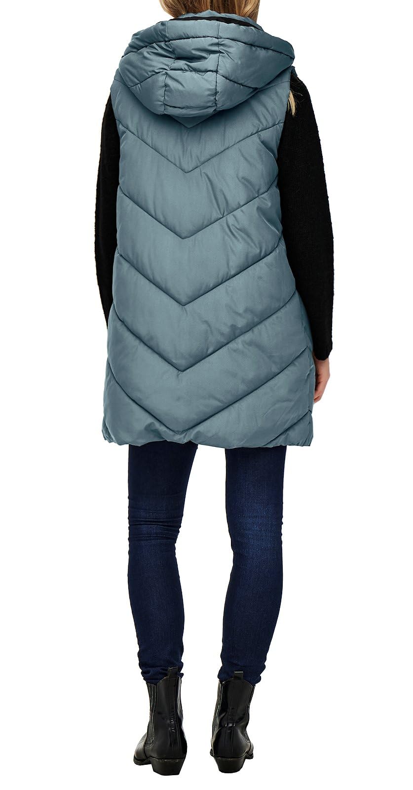 JDY JDYSkylar Women's 3/4 Length Quilted Vest Padded Hood Waistcoat with Hood