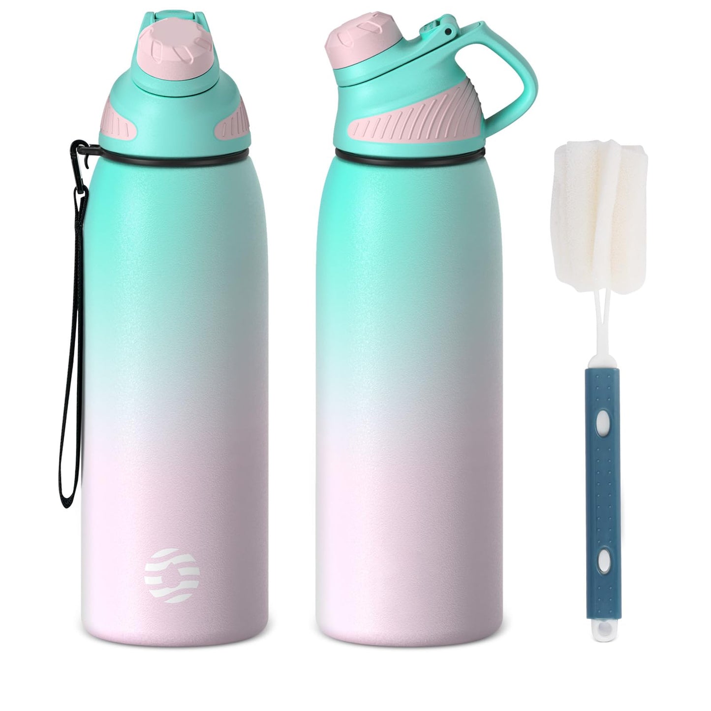Fjbottle Edelstahl Trinkflasche Sport mit Magnetischem Deckel 1L, 800ml, 600ml, 400ml BPA-Frei Auslaufsichere Kinder Flasche - Kohlensäure geeignet 1500ML Wasserflasche Thermo für Schule, Fitness