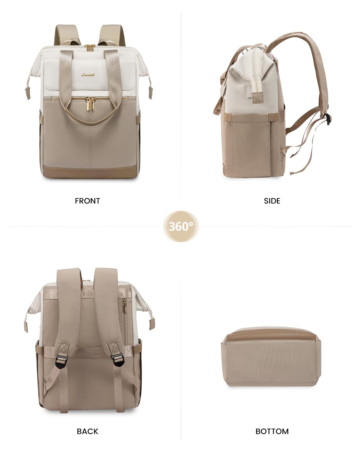 LOVEVOOK Rucksack Damen, Laptop Schulrucksack Wasserdicht, Schultasche Teenager Backpack Women Elegant Tagesrucksäcke Handtasche 2 in 1, 15,6 Zoll Arbeitstasche Lehrertasche Reiserucksack für Uni Büro