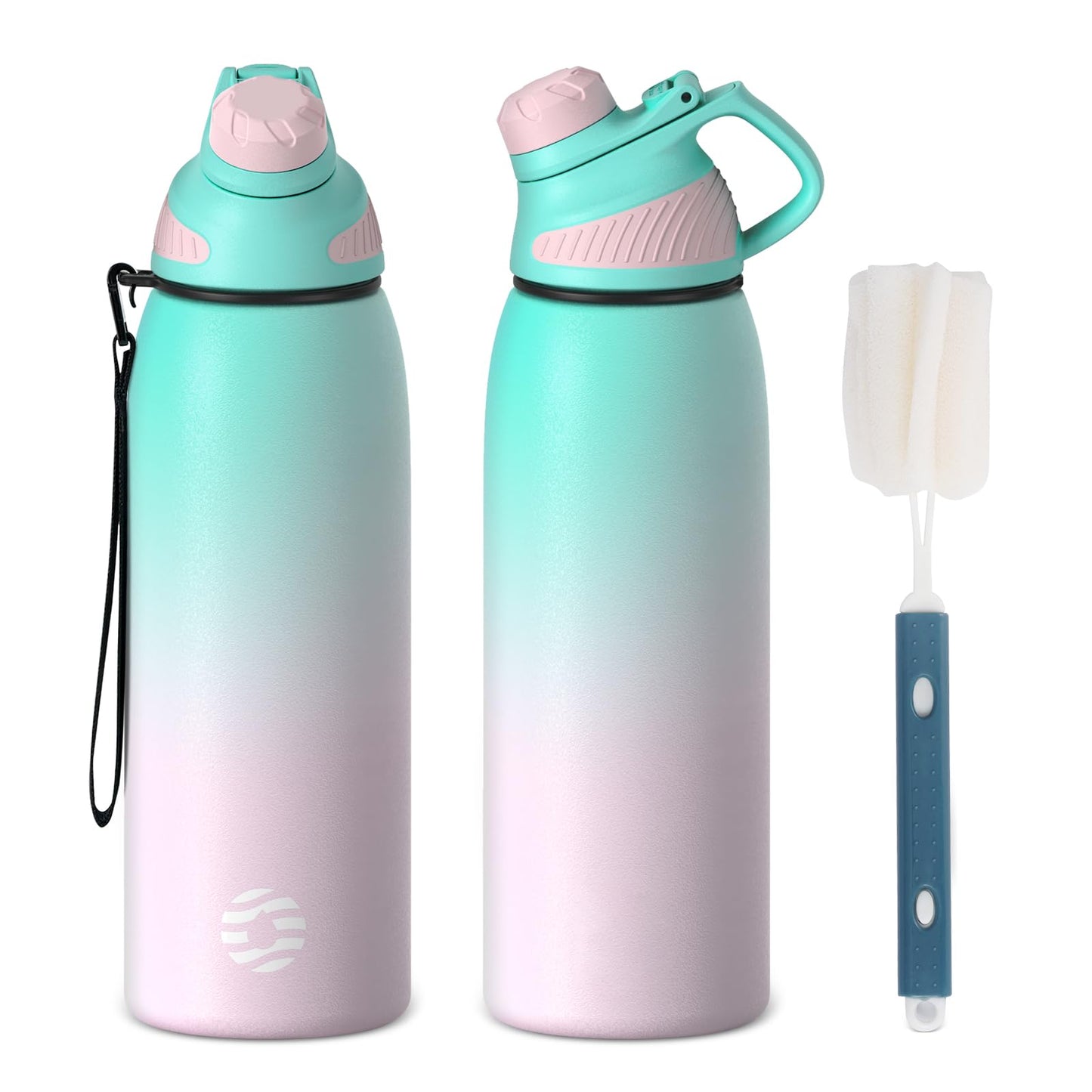 Fjbottle Edelstahl Trinkflasche Sport mit Magnetischem Deckel 1L, 800ml, 600ml, 400ml BPA-Frei Auslaufsichere Kinder Flasche - Kohlensäure geeignet 1500ML Wasserflasche Thermo für Schule, Fitness