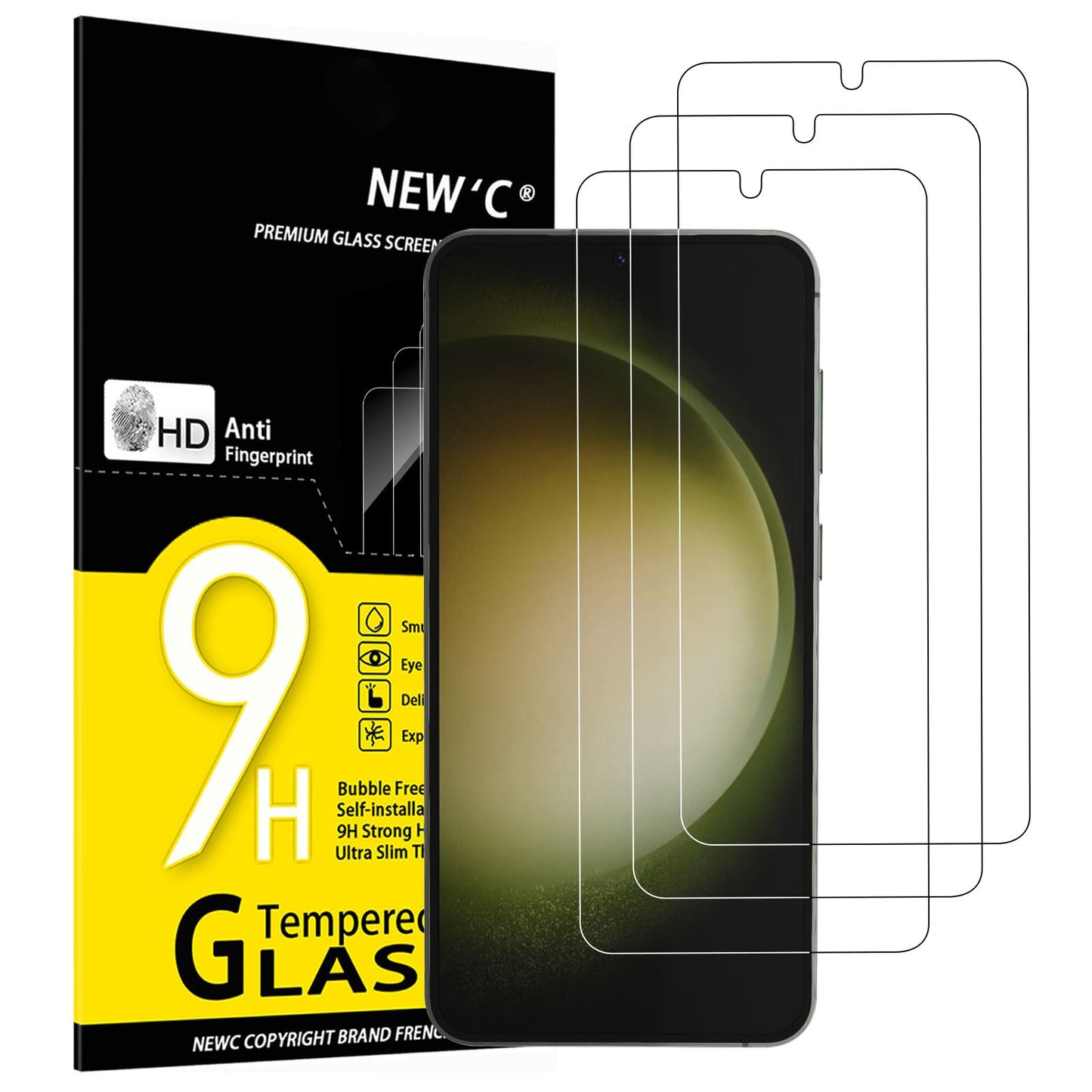 NEW'C Pack of 3 for Samsung Galaxy S25 Ultra Tempered Glass, Scratch Free, 9H Hardness, HD Screen Protector, Ultra Clear, Ultra Resistant