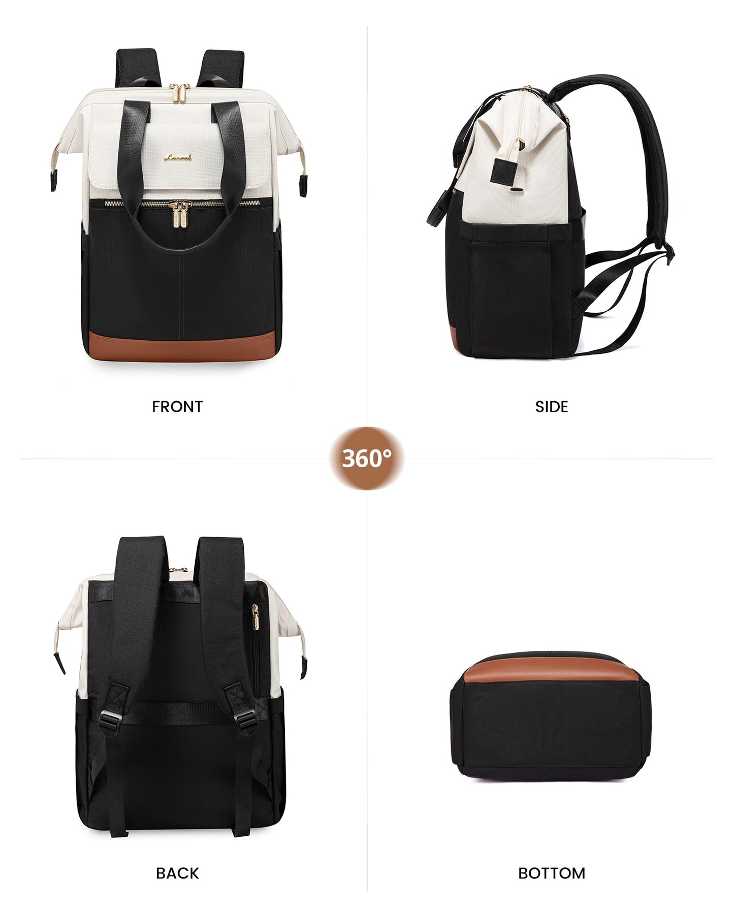 LOVEVOOK Rucksack Damen, Laptop Schulrucksack Wasserdicht, Schultasche Teenager Backpack Women Elegant Tagesrucksäcke Handtasche 2 in 1, 15,6 Zoll Arbeitstasche Lehrertasche Reiserucksack für Uni Büro