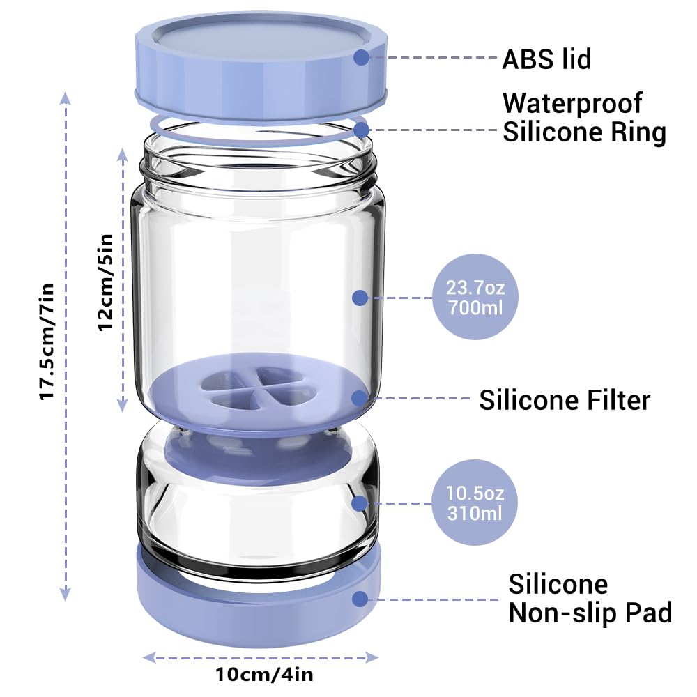 Homnoble Glas Einlegeglas mit Sieb Sanduhr, Pickle und Olive Jar Flip für Saft Separator von Nassen und Trockenen Food-grade ABS Deckel und BPA Frei für Essiggurke Olive Kimchi Jalapenos