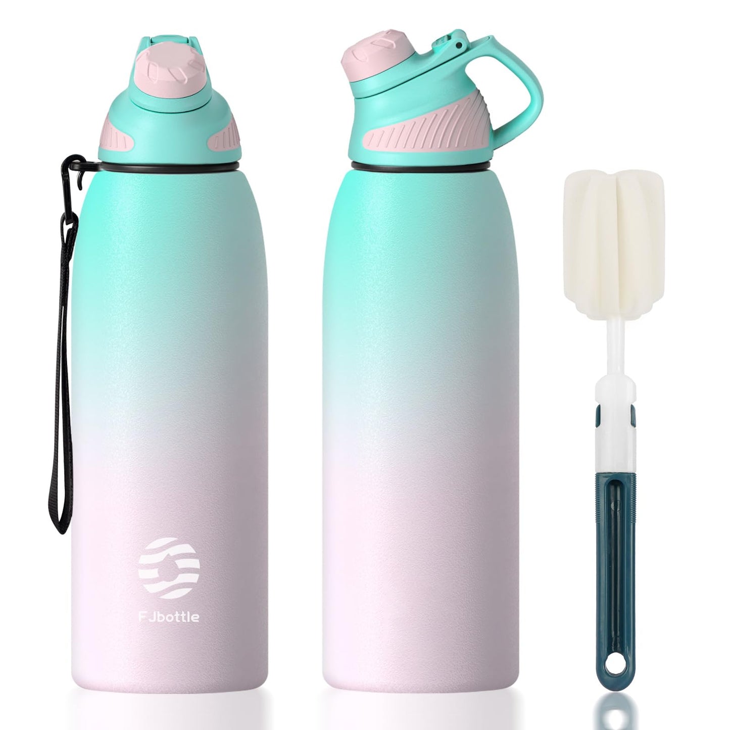 Fjbottle Edelstahl Trinkflasche Sport mit Magnetischem Deckel 1L, 800ml, 600ml, 400ml BPA-Frei Auslaufsichere Kinder Flasche - Kohlensäure geeignet 1500ML Wasserflasche Thermo für Schule, Fitness