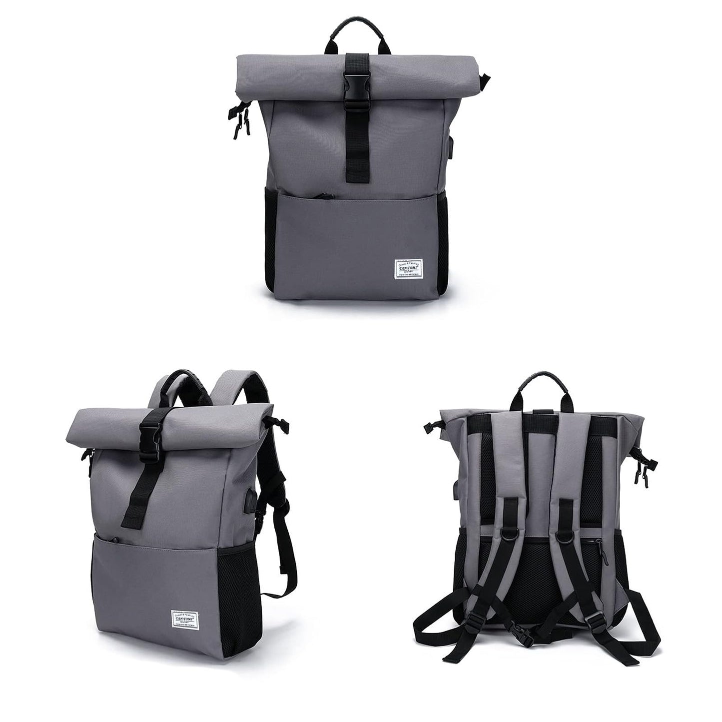 MoFut Rucksack Damen Groß Rucksack Herren Groß Schulrucksack viele Fächer mit 15,6" Laptopfach, Unisex Rolltop Rucksack Wasserdicht, Lässiger Backpack Schule Freizeit Uni Arbeit Wandern.