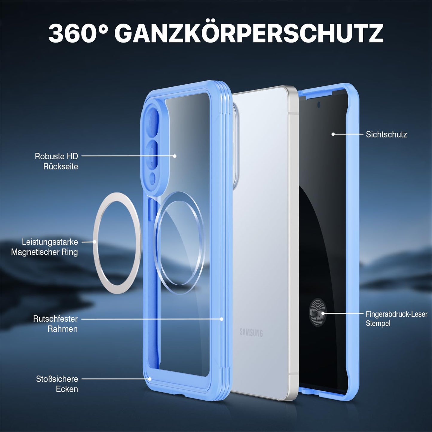 CENHUFO Privacy Screen Case for Samsung Galaxy S25 Ultra, Magnetic Mobile Phone Case with Built-in Privacy Tempered Glass Screen Protector and Camera Protection, 360 Degree Protective Case, Shockproof