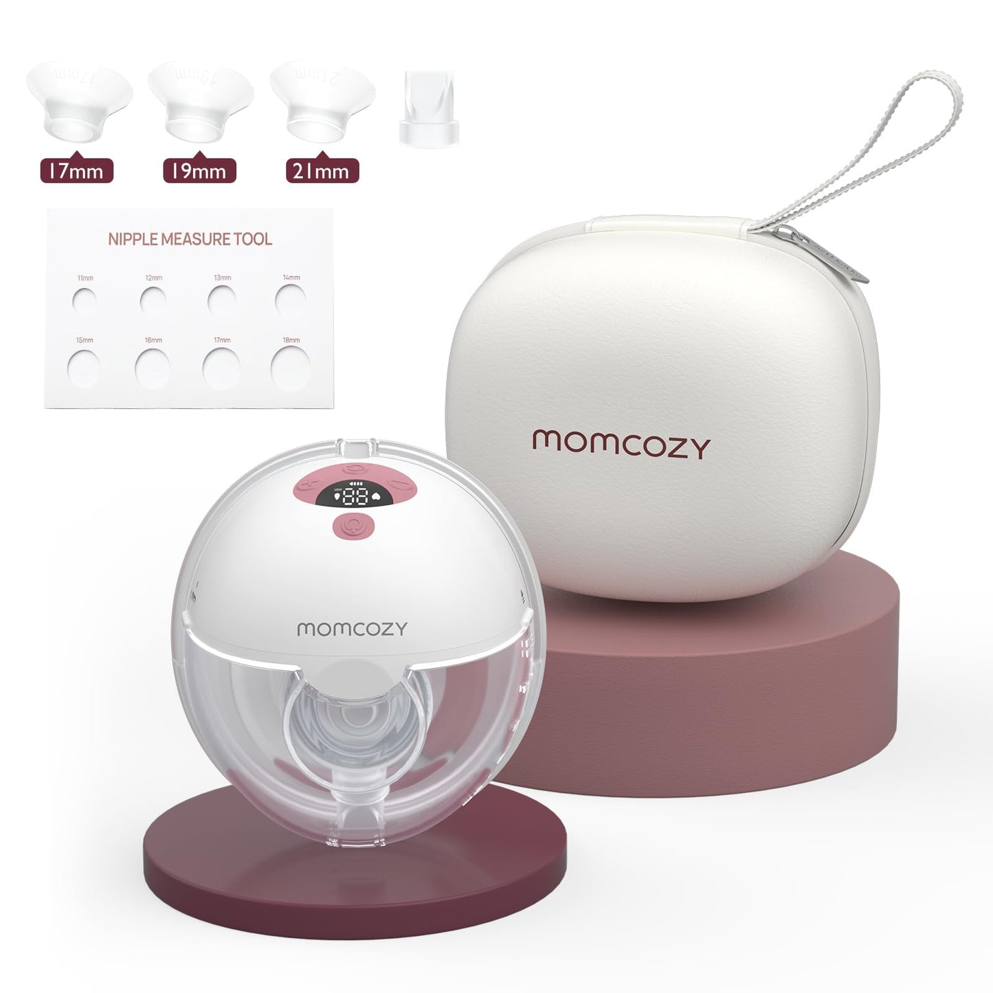 Momcozy Milchpumpe Elektrisch Tragbar Freihändig M5, Doppelmilchpumpe Für Den Babymund, Doppelt Abgedichteter Flansch Mit 3 Modi und 9 Stufen, – 24 mm (2, Grau)